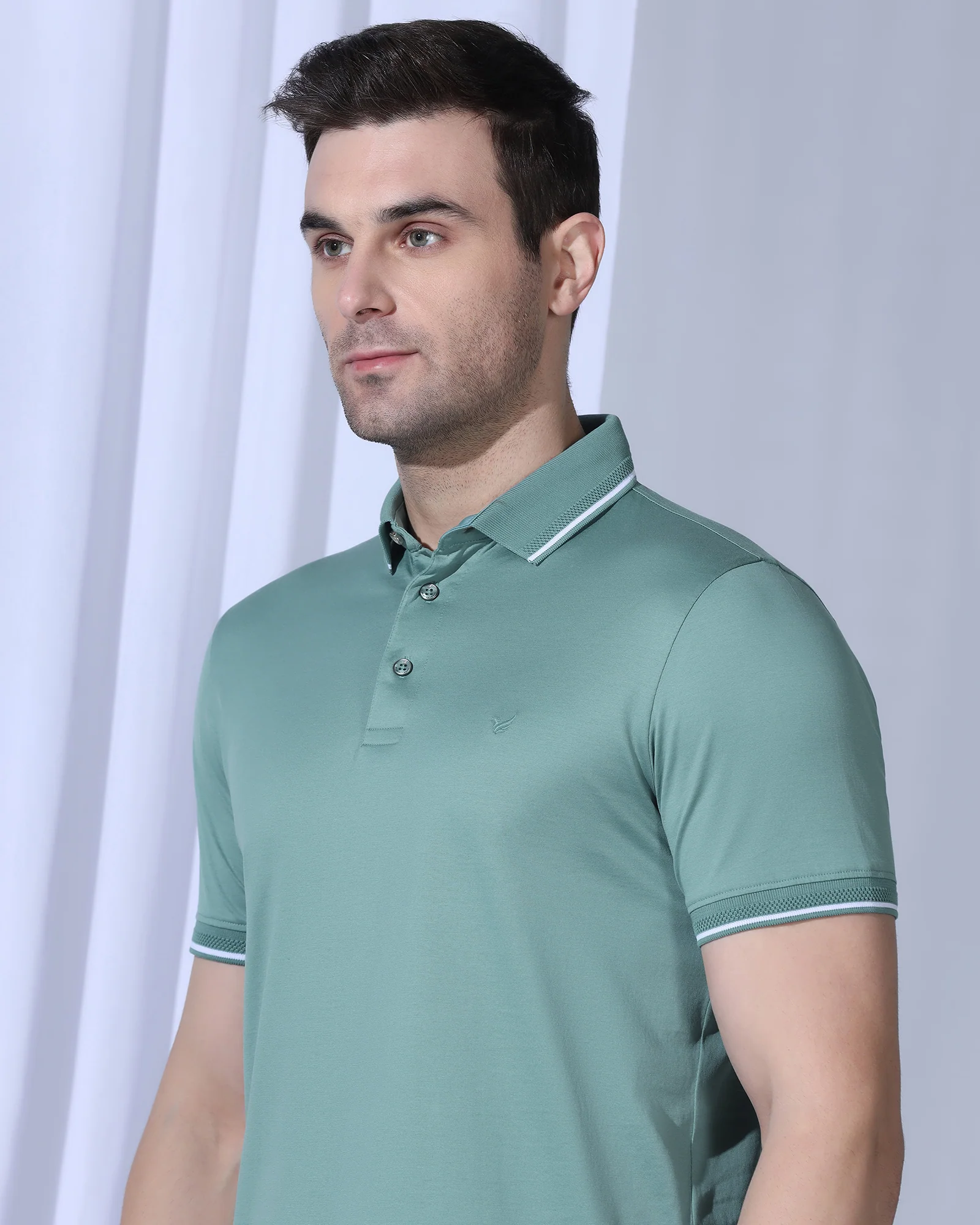 Polo Neutral Green Solid T-Shirt - Orion - Image 4