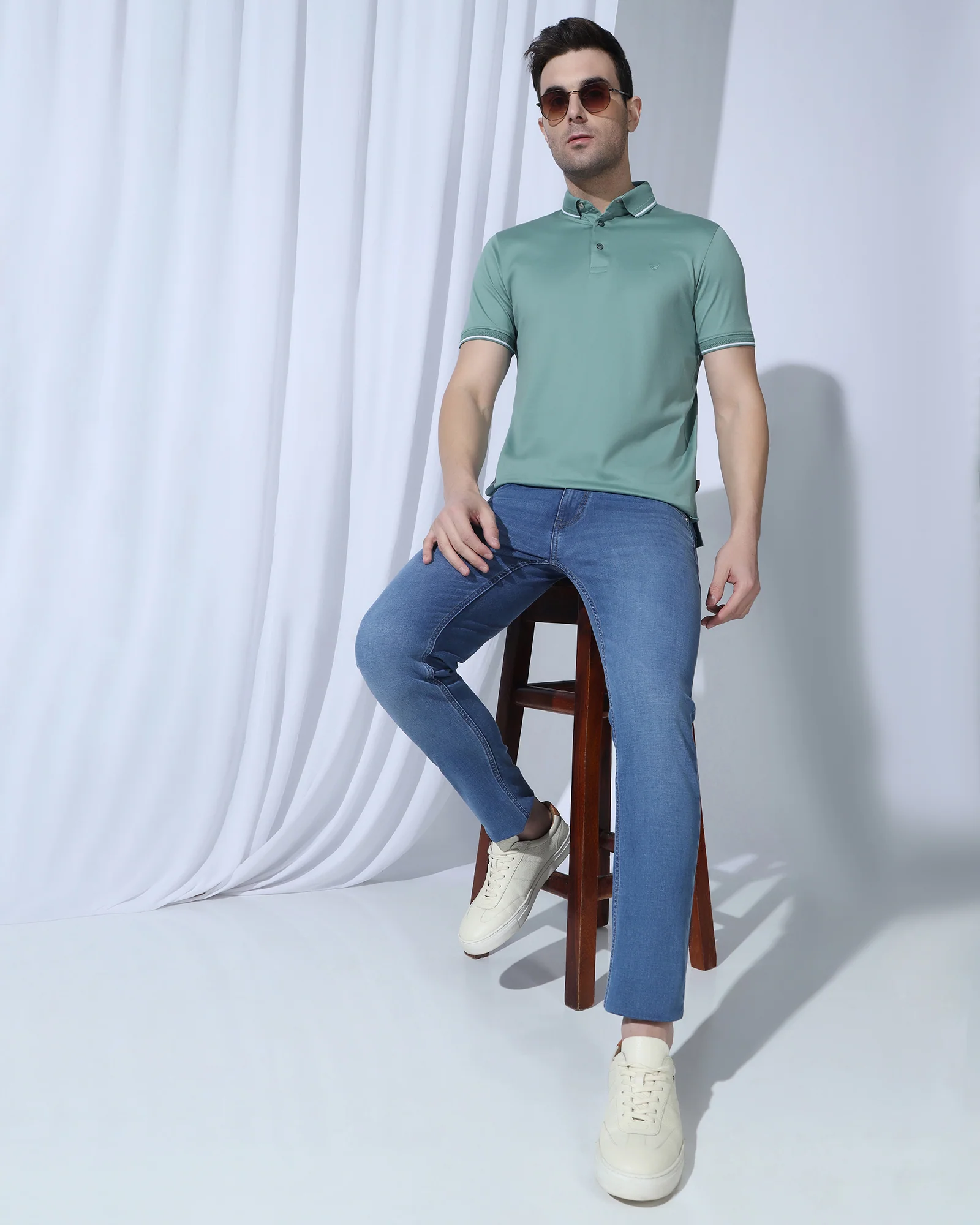 Polo Neutral Green Solid T-Shirt - Orion - Image 8