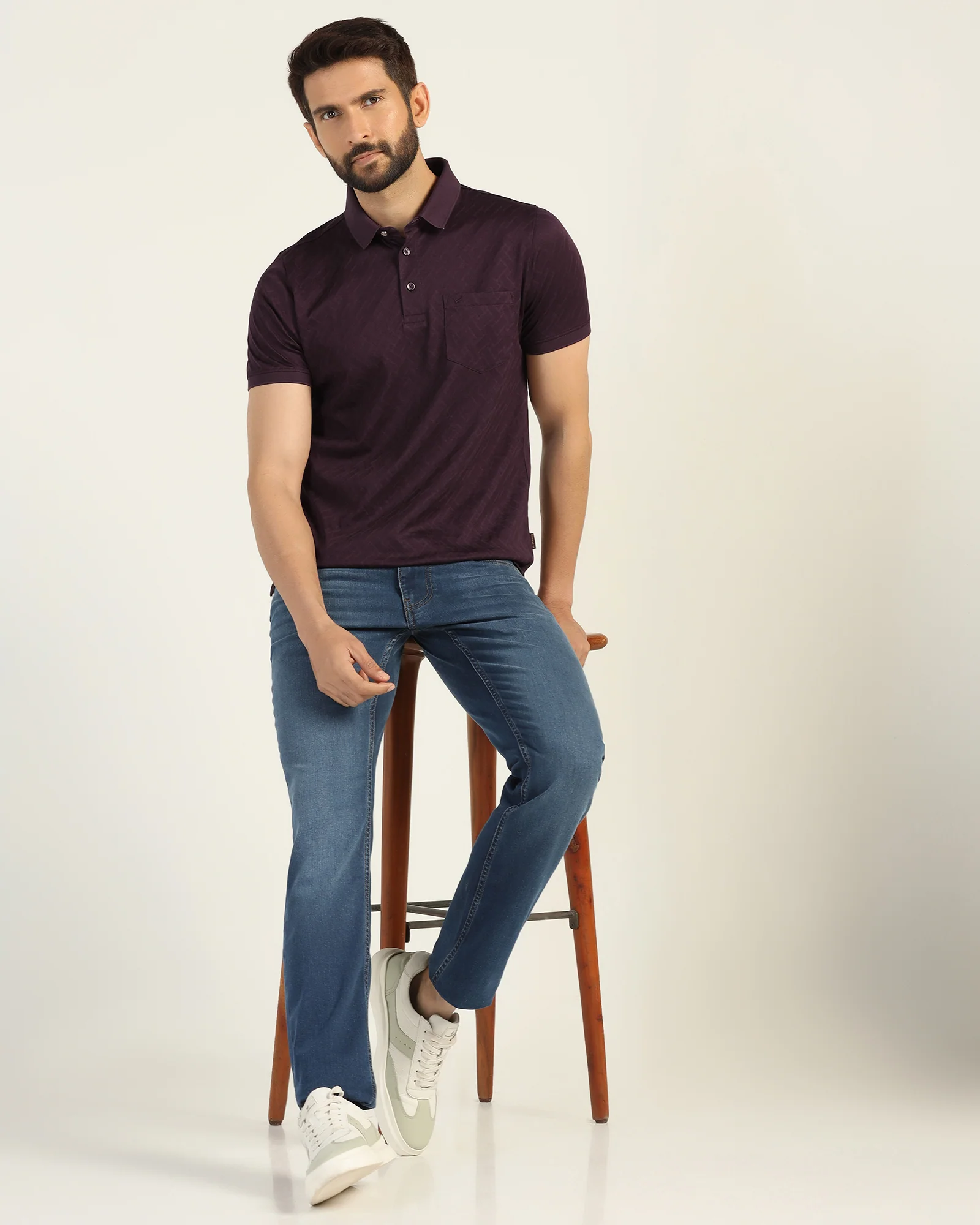 Polo Purple Textured T-Shirt - Blade - Image 7