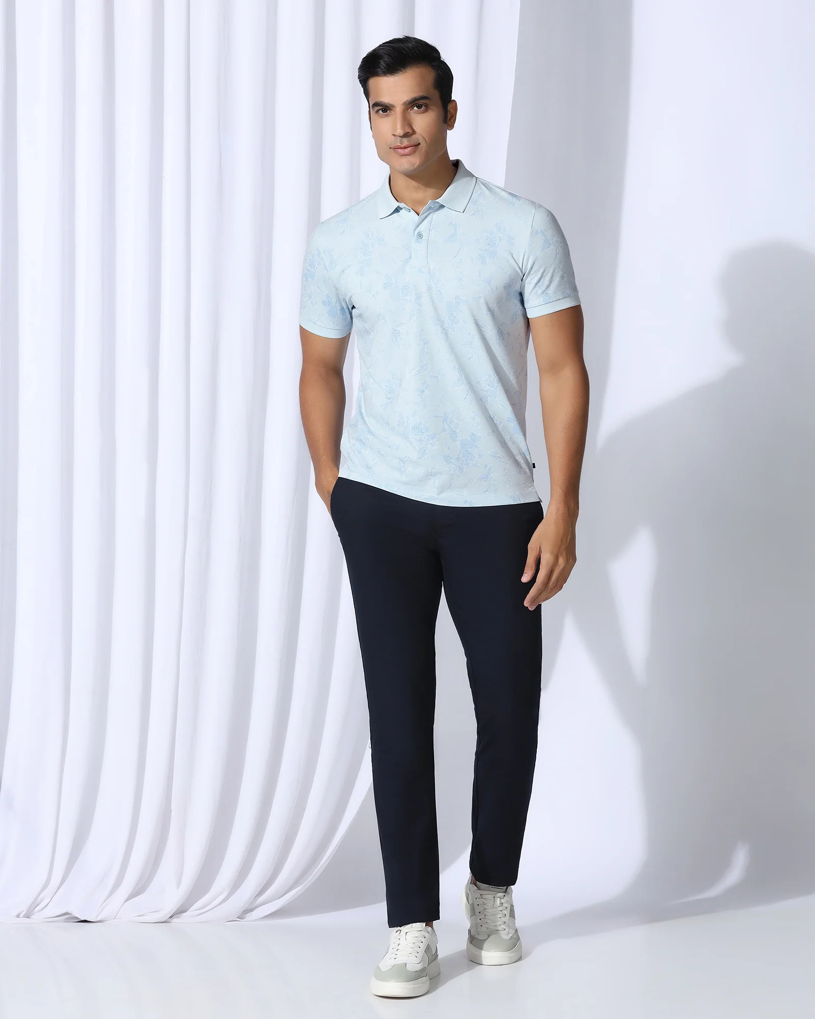 Polo Sky Blue Printed T-Shirt - Infinity - Image 3