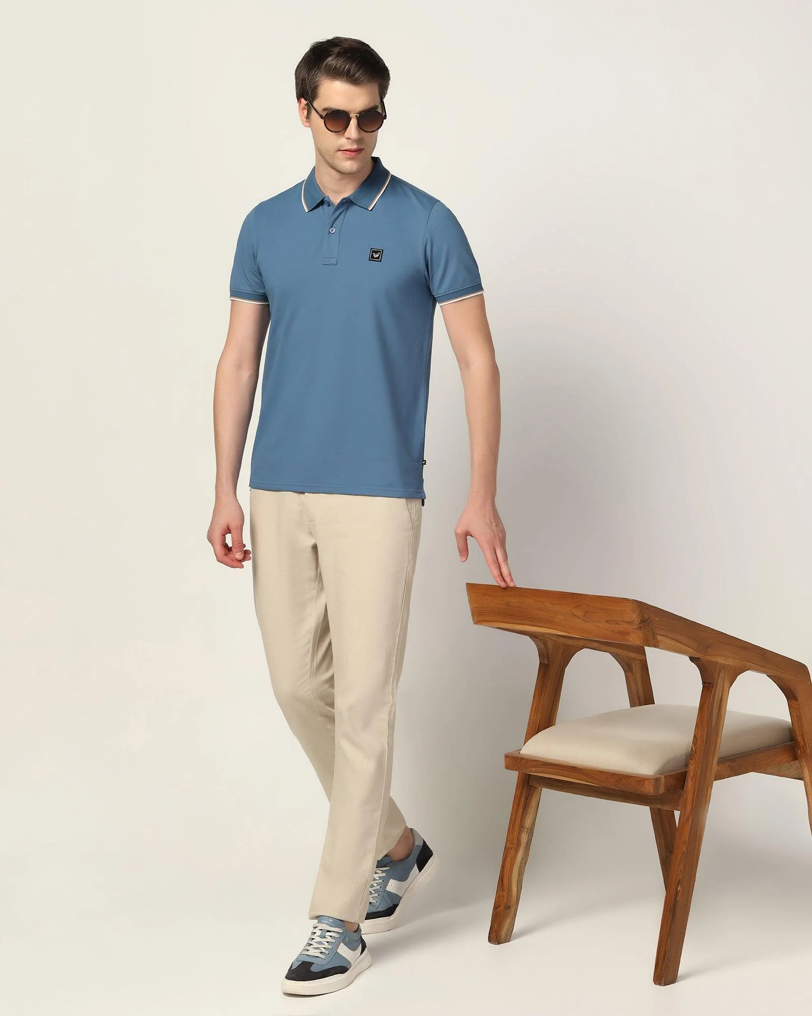 Polo Stellar Blue Solid T-Shirt - Andro - Image 7