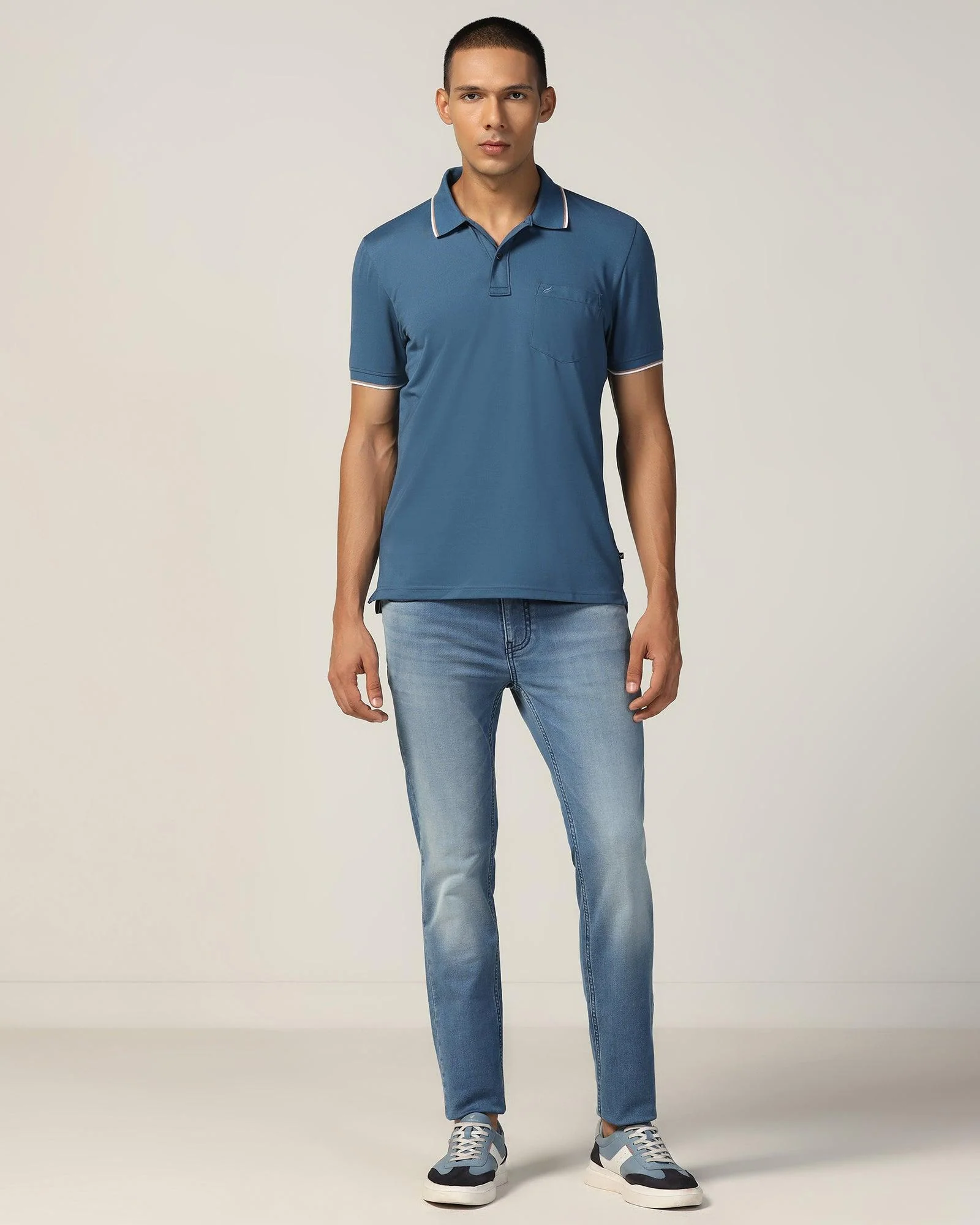 Polo Stellar Blue Solid T-Shirt - Andro - Image 3
