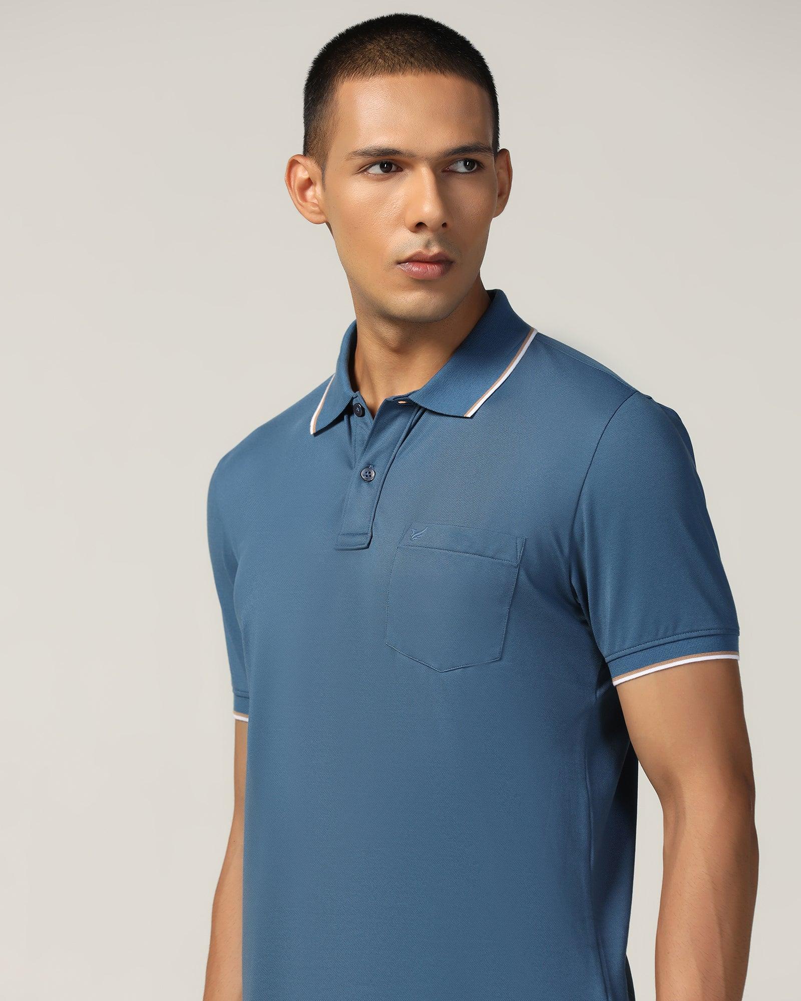 Polo Stellar Blue Solid T-Shirt - Andro - Image 4