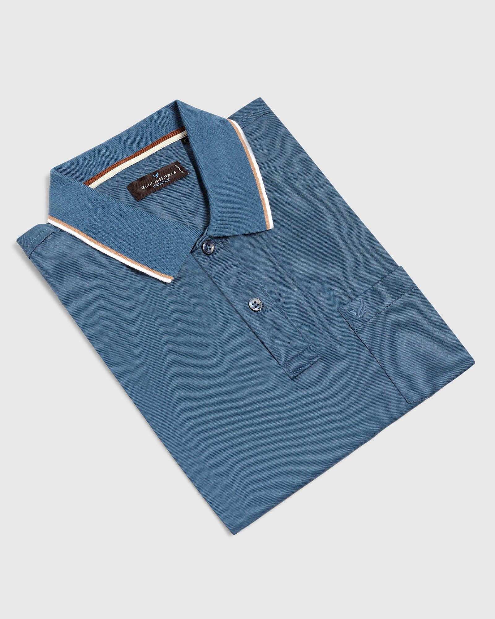 Polo Stellar Blue Solid T-Shirt - Andro - Image 5