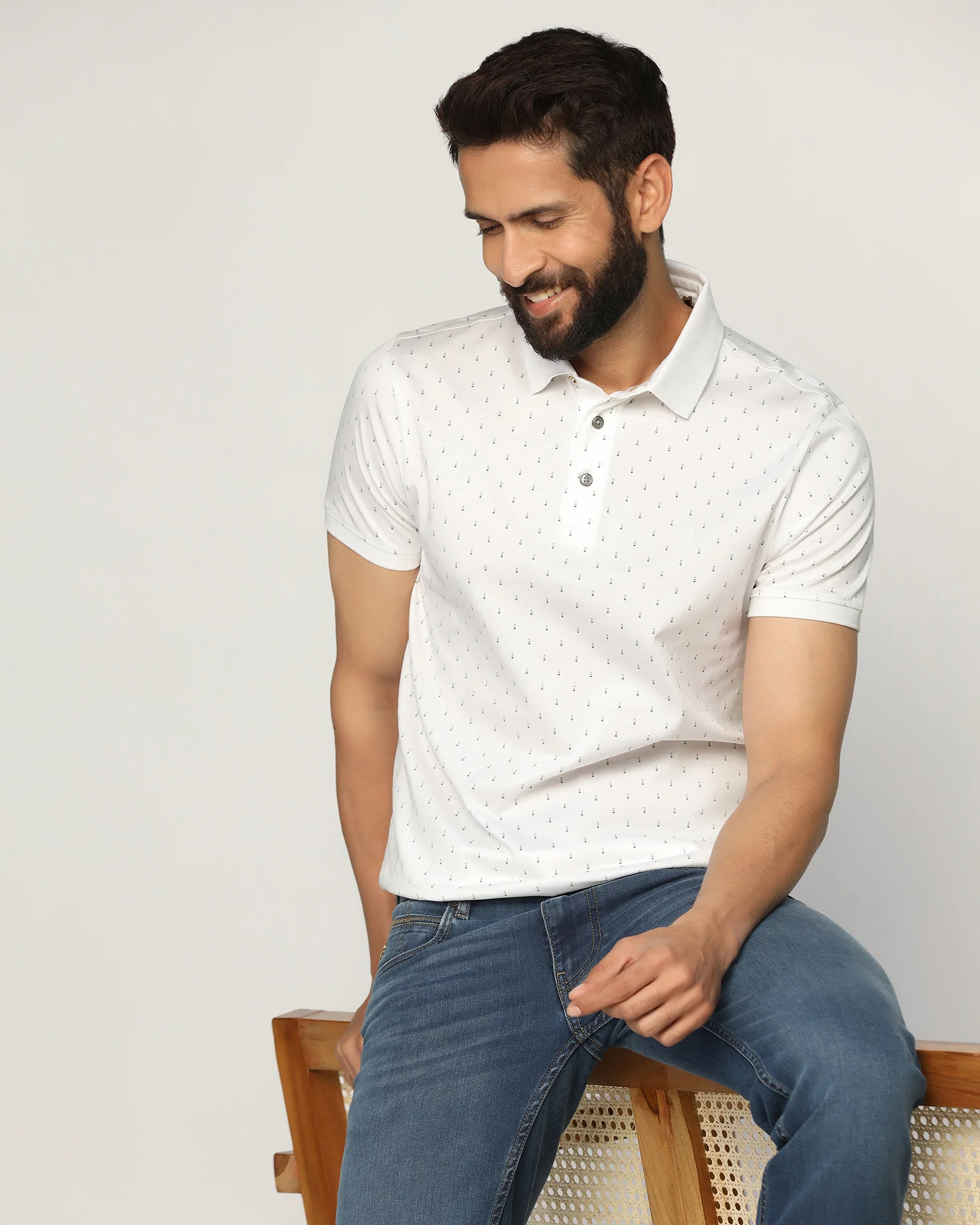 Polo White Printed T-Shirt - Hala