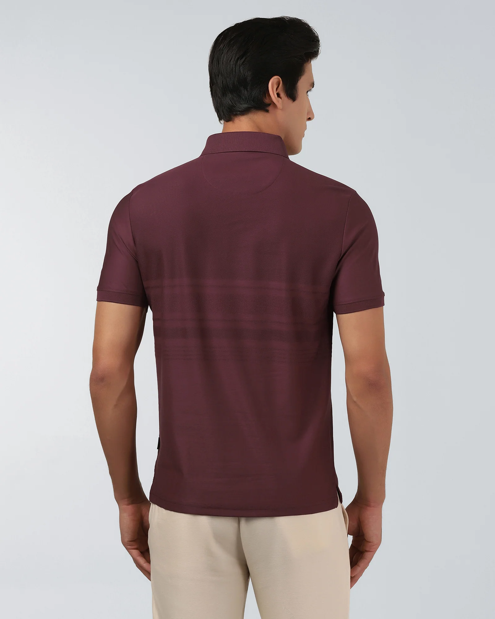 Port Wine Textured Polo - Peek - Image 2