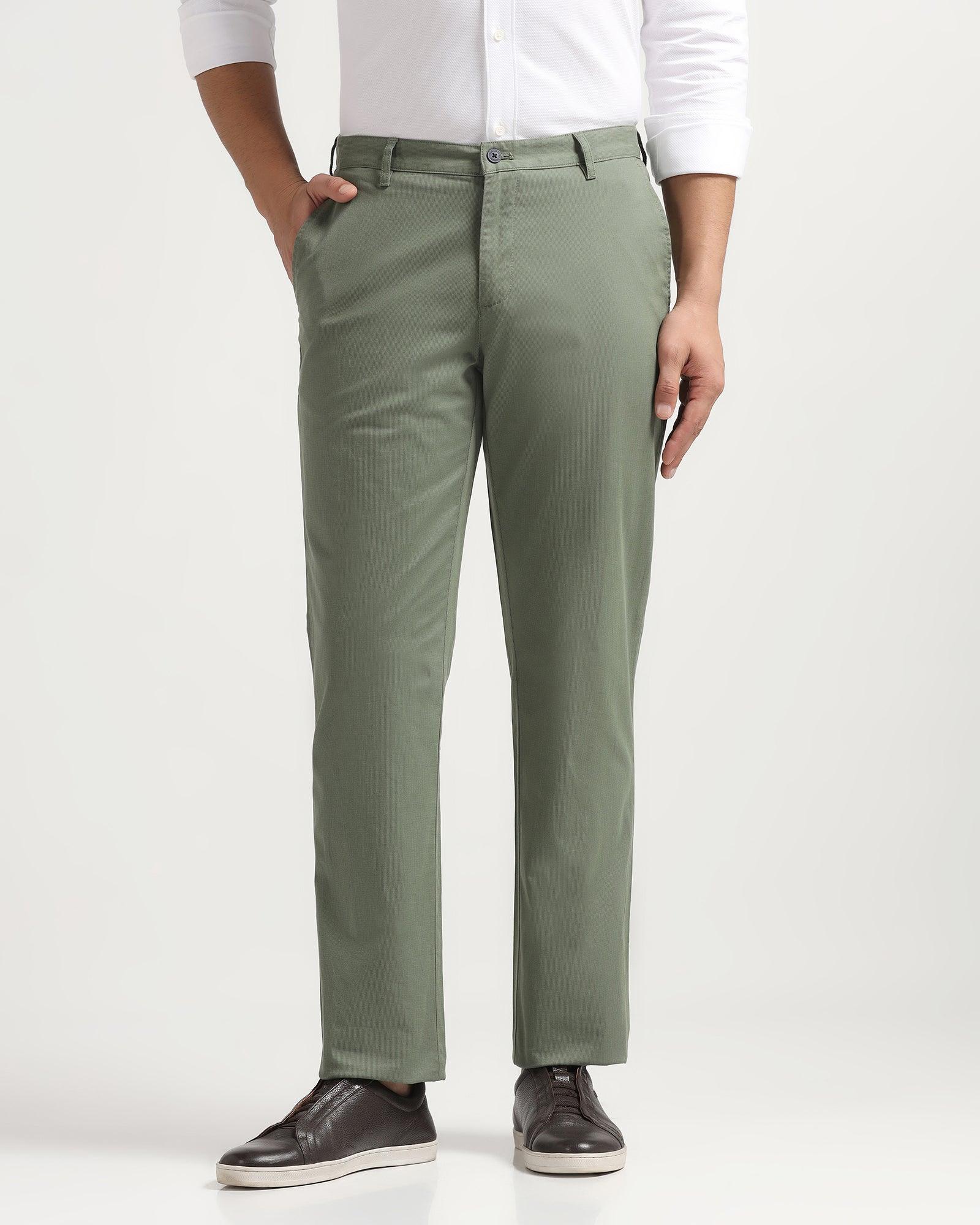 Straight B-90 Casual Olive Solid Khakis - Kris - Image 3