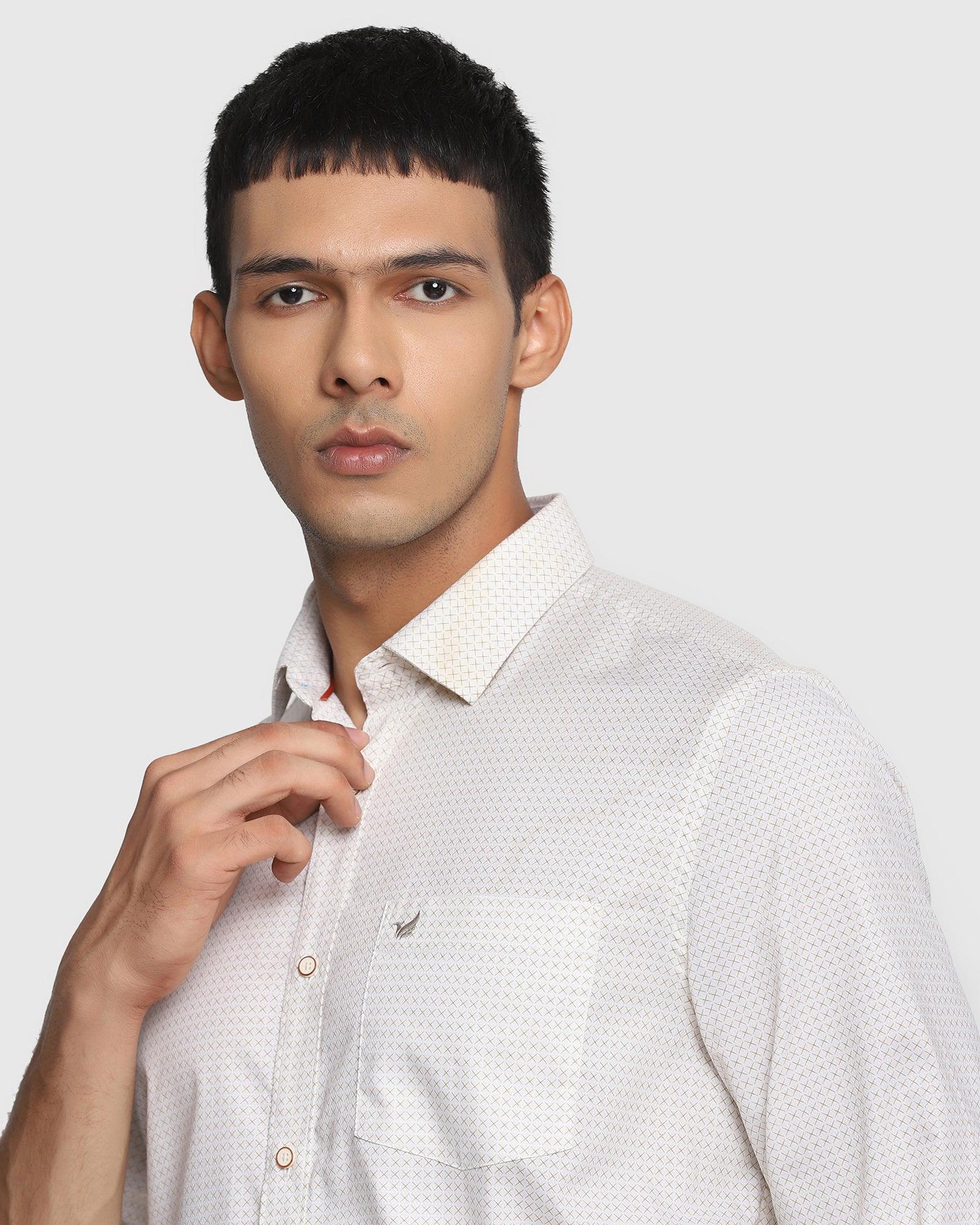Casual Beige Printed Shirt - Floyd - Image 4