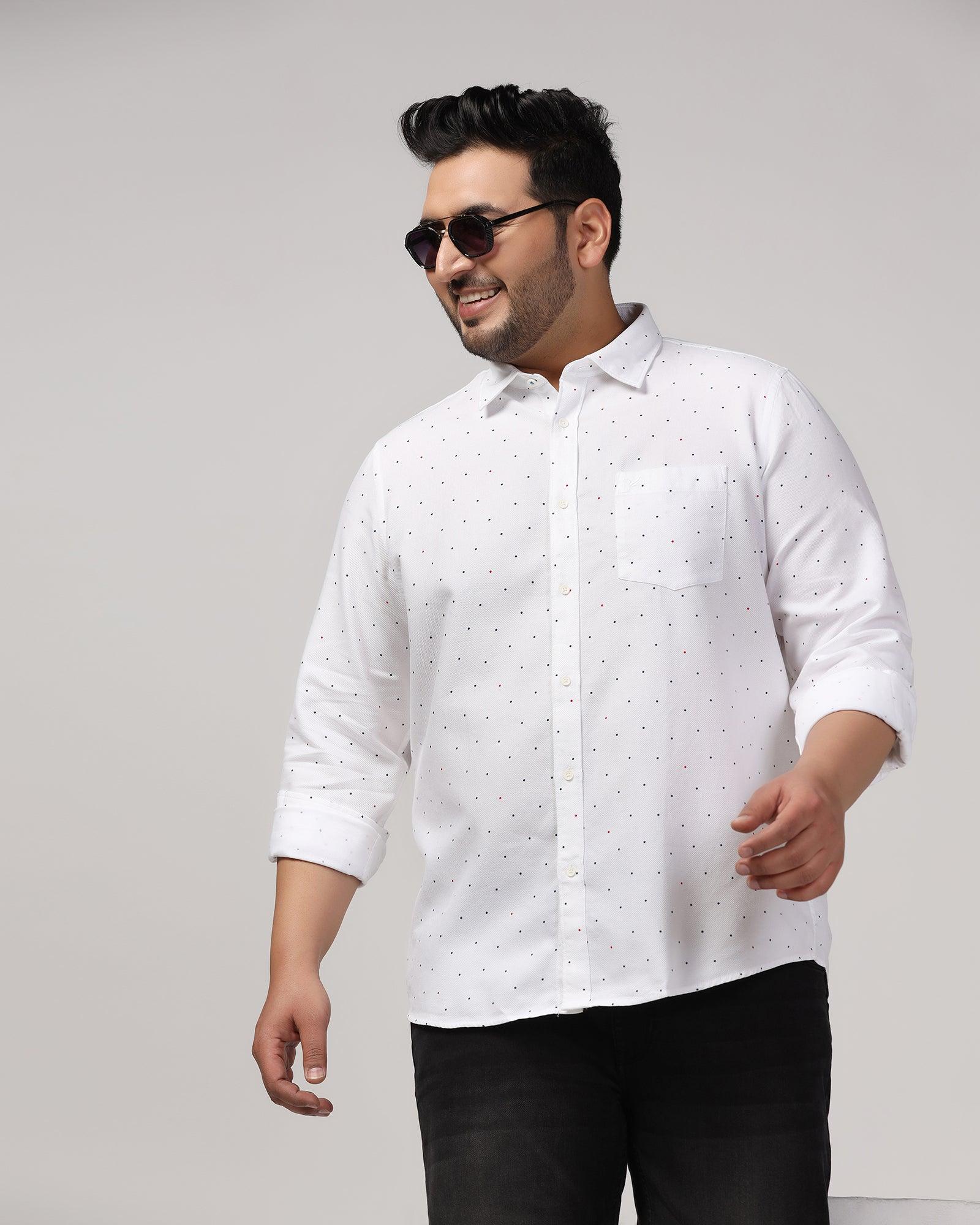 Casual White Printed Shirt - Cato - Image 11