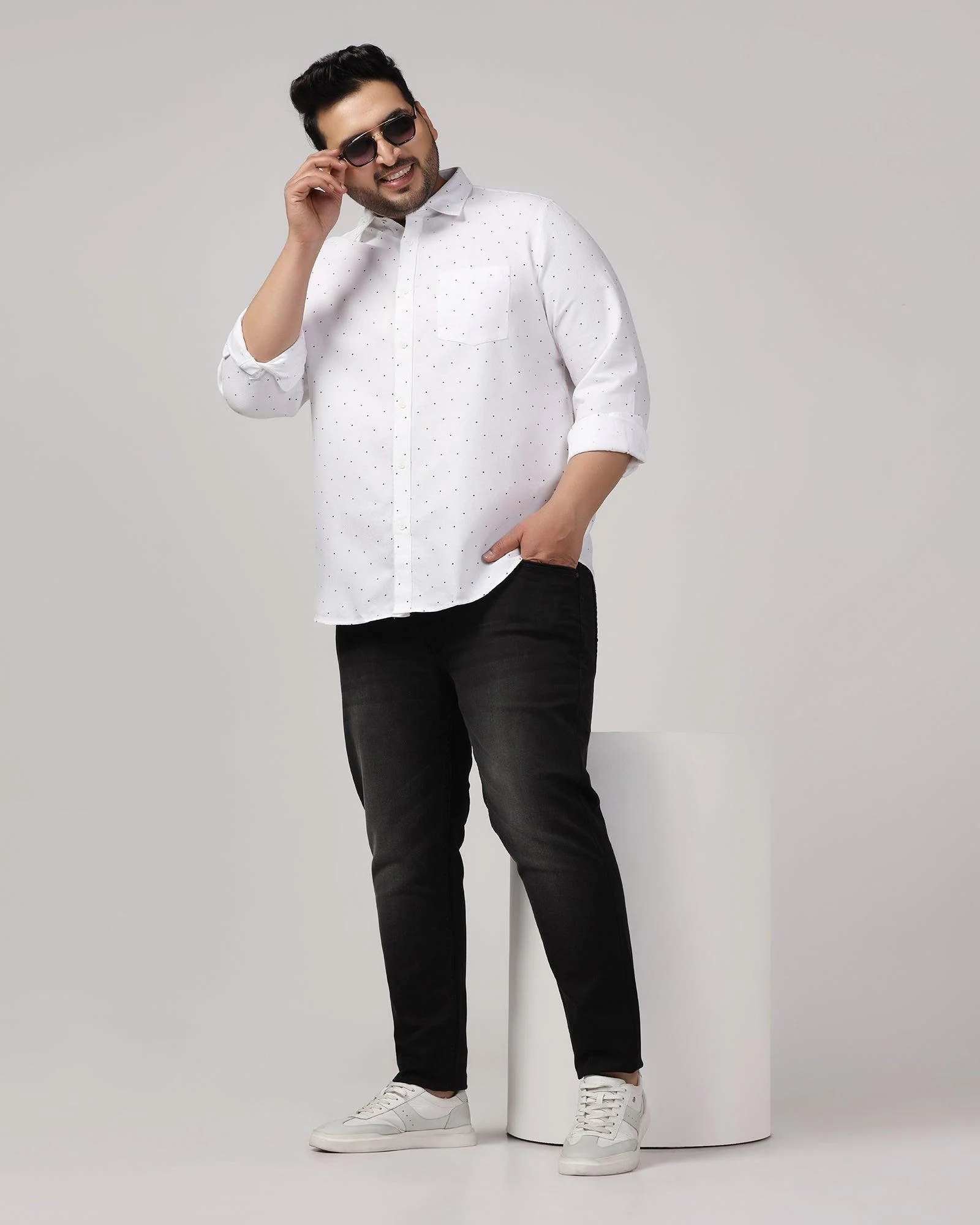 Casual White Printed Shirt - Cato - Image 12