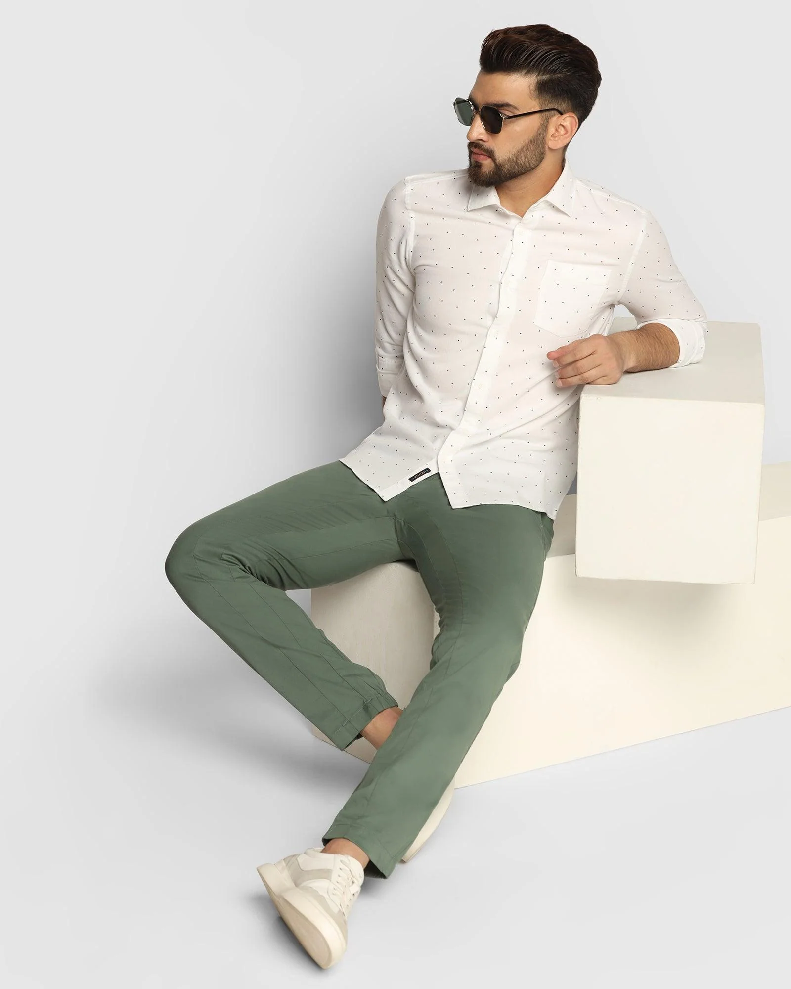 Casual White Printed Shirt - Cato - Image 6