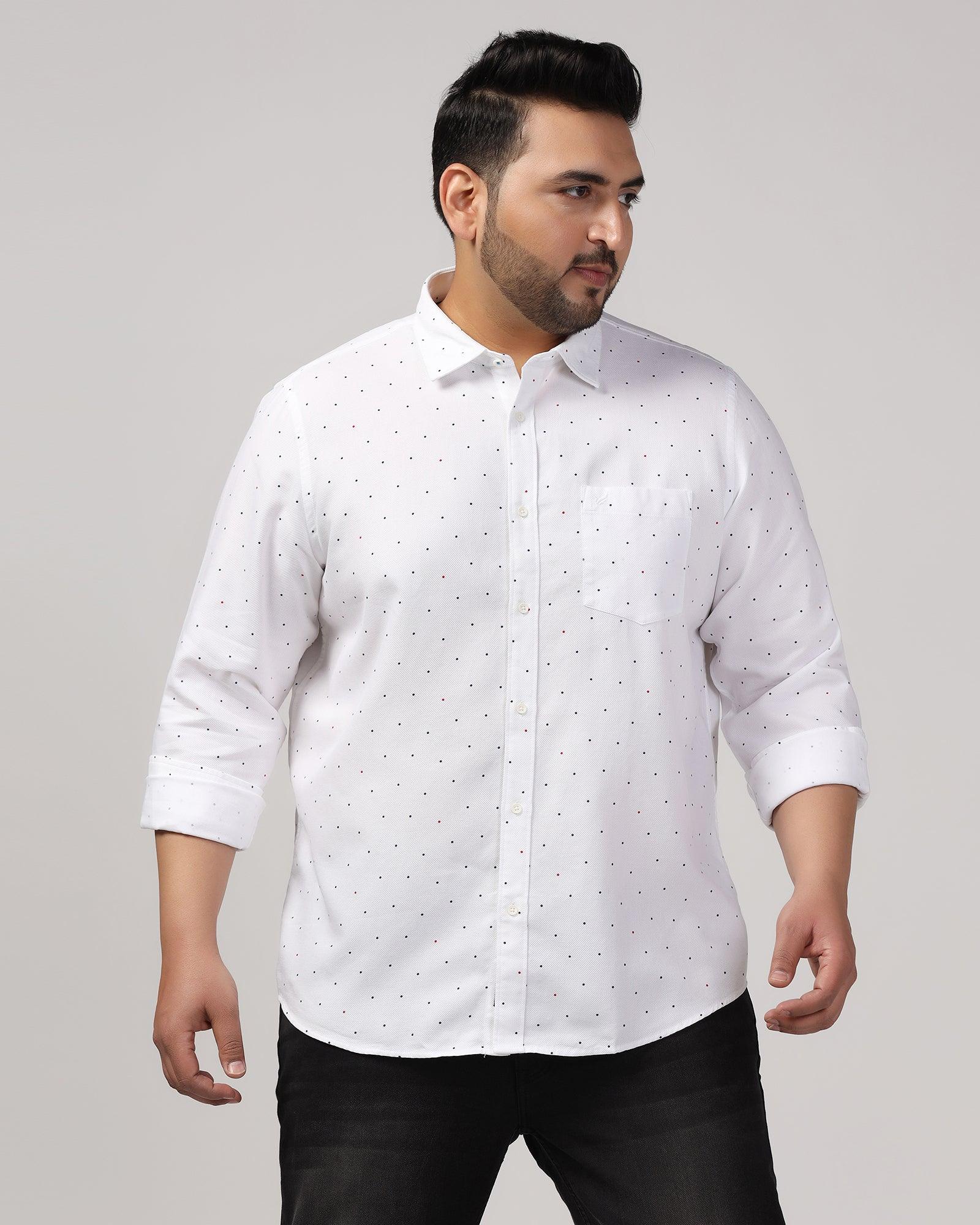 Casual White Printed Shirt - Cato - Image 7