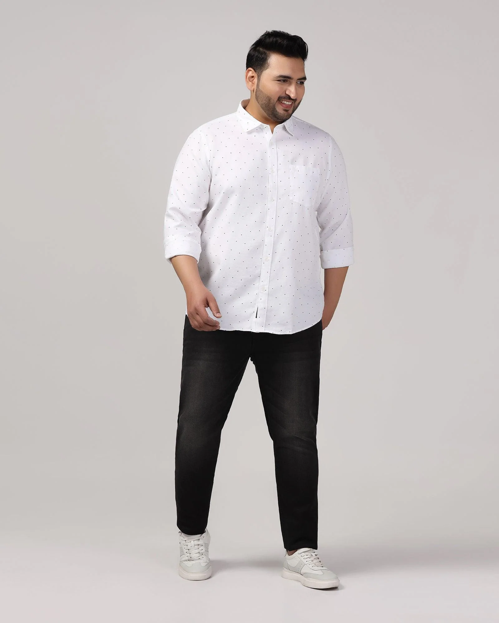 Casual White Printed Shirt - Cato - Image 9