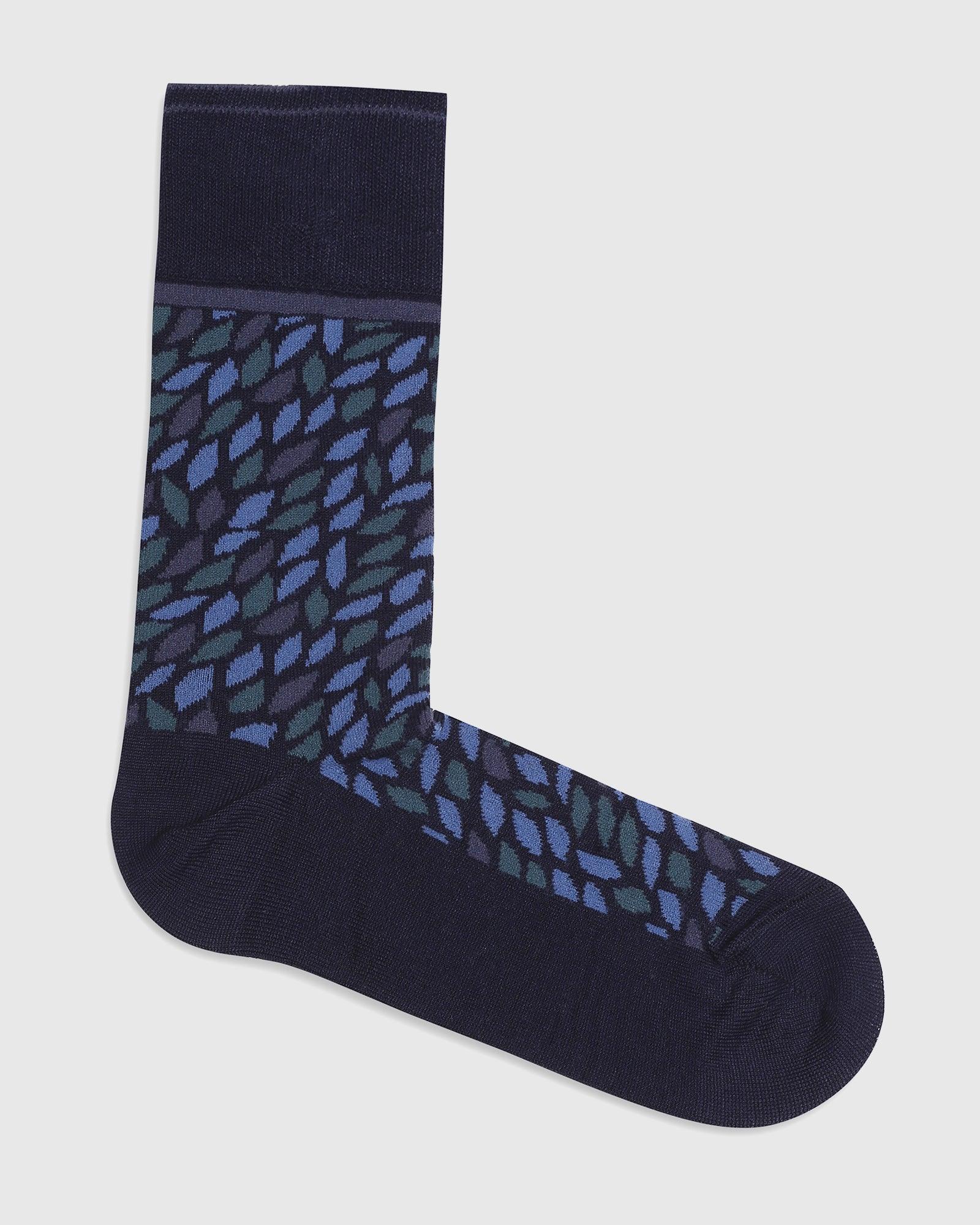 Cotton Navy Knitted Socks - Qias - Image 3