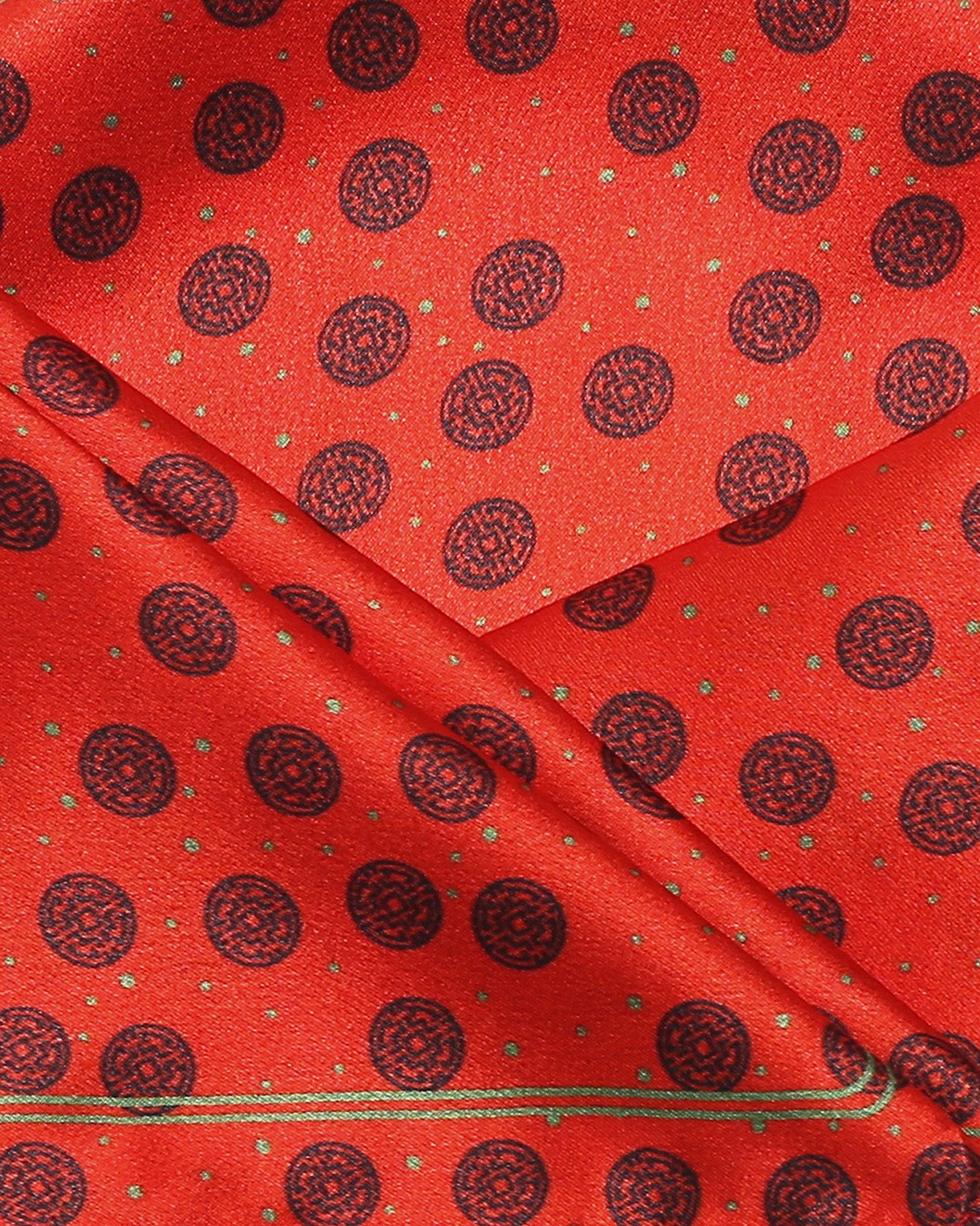 Arora Red 100% Silk Printed Pocket Square - Sergio - Image 5