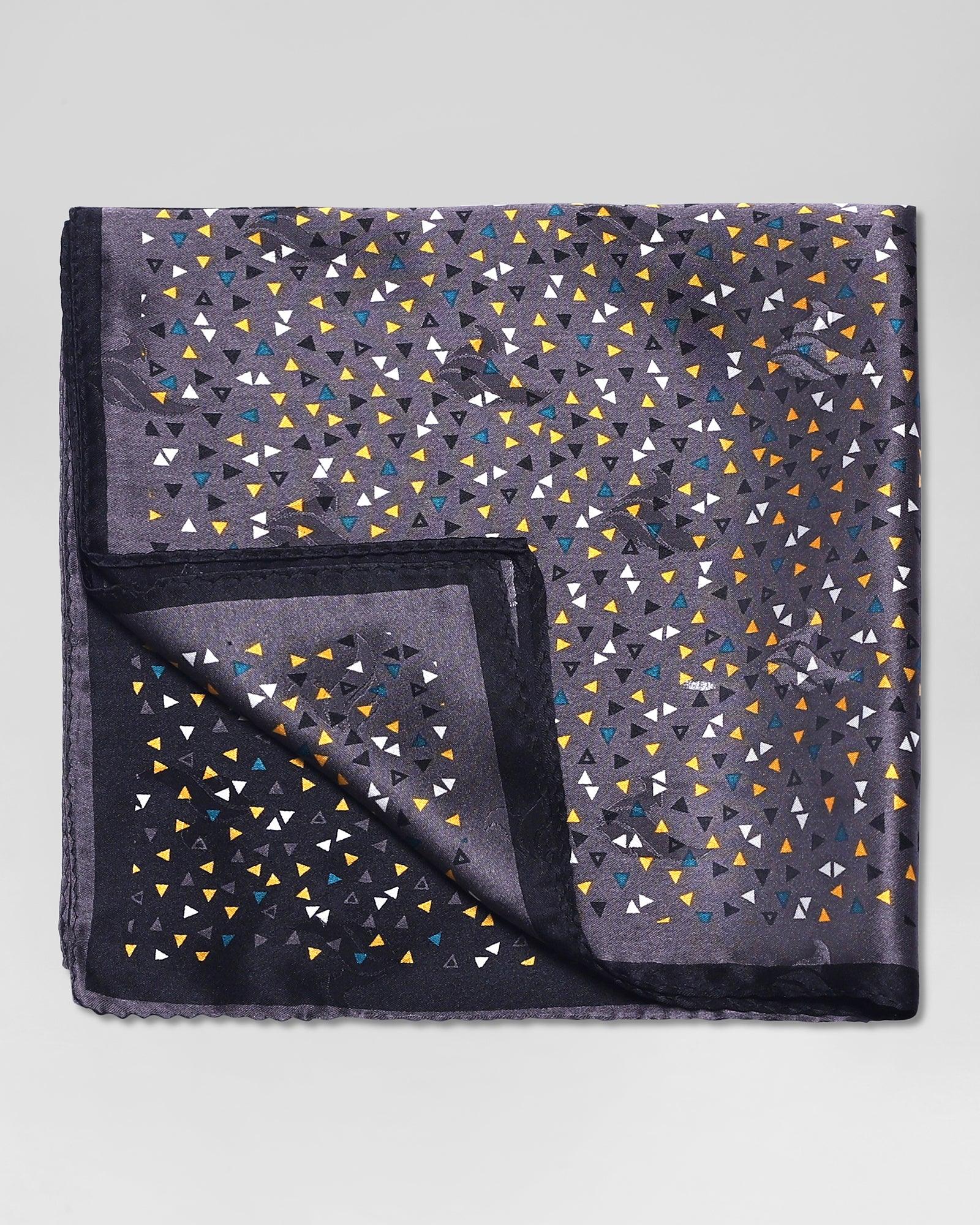 Black & Grey 100% Silk Printed Pocket Square - Rechard - Image 3