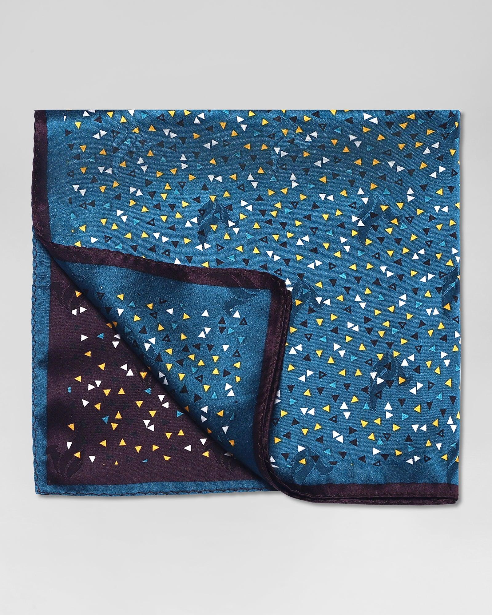 Teal Brown 100% Silk Printed Pocket Square - Rechard - Image 3