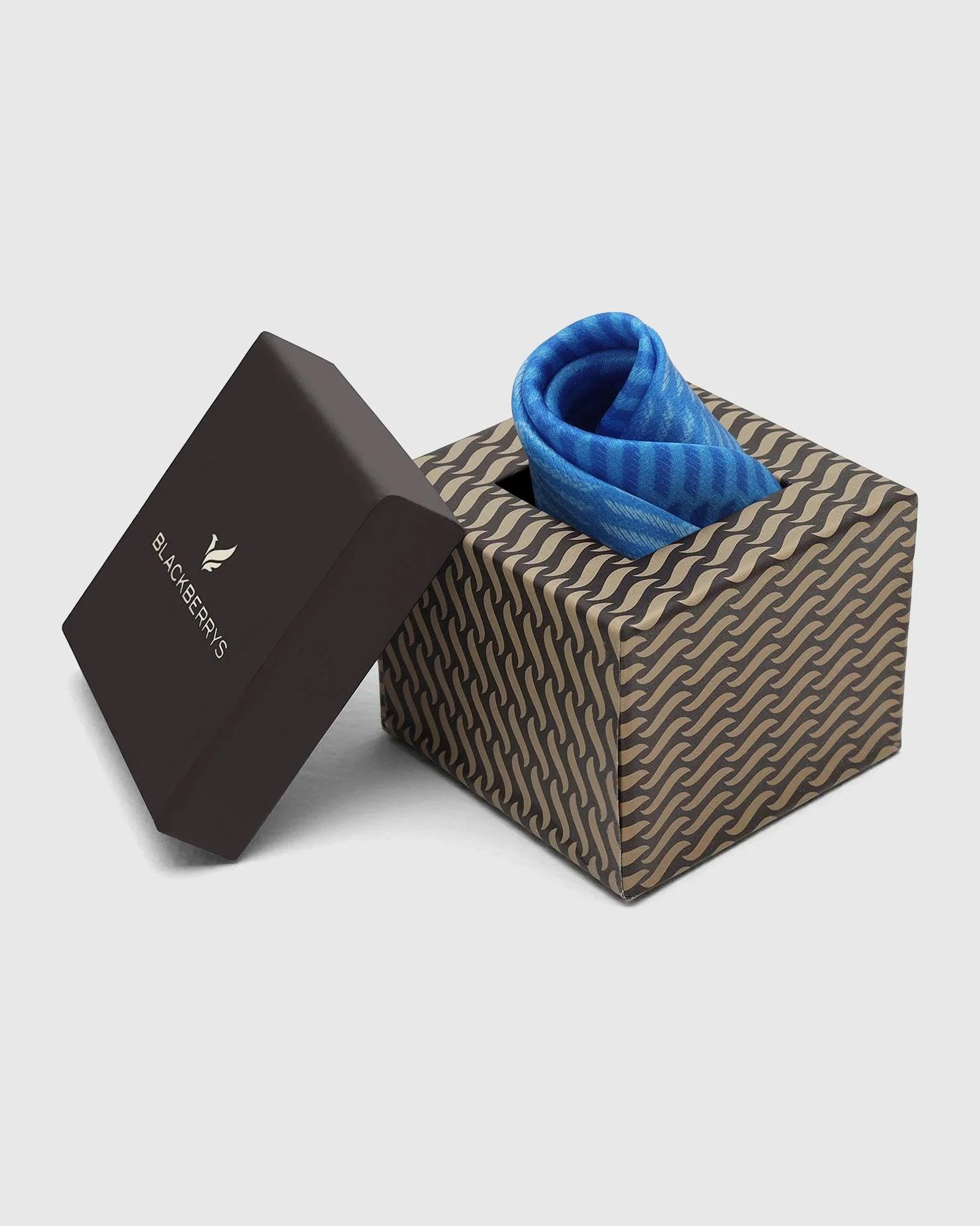 Blue 100% Silk Jacquard Pocket Square - Toyota - Image 2