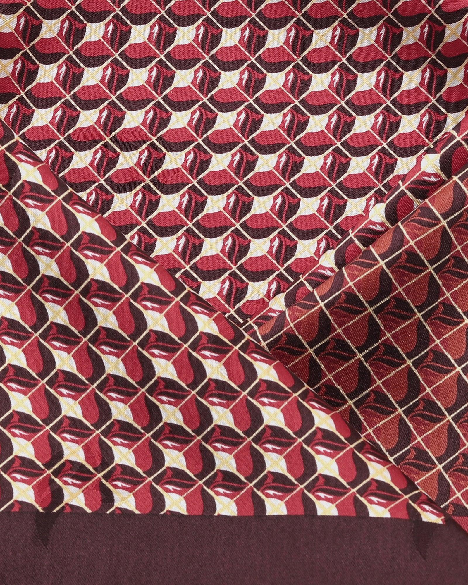 Maroon 100% Silk Printed Pocket Square - Turner - Image 4