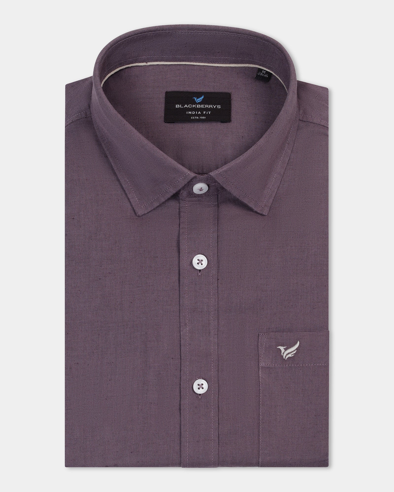 Purple Linen Solid Shirt - Cleo - Image 5