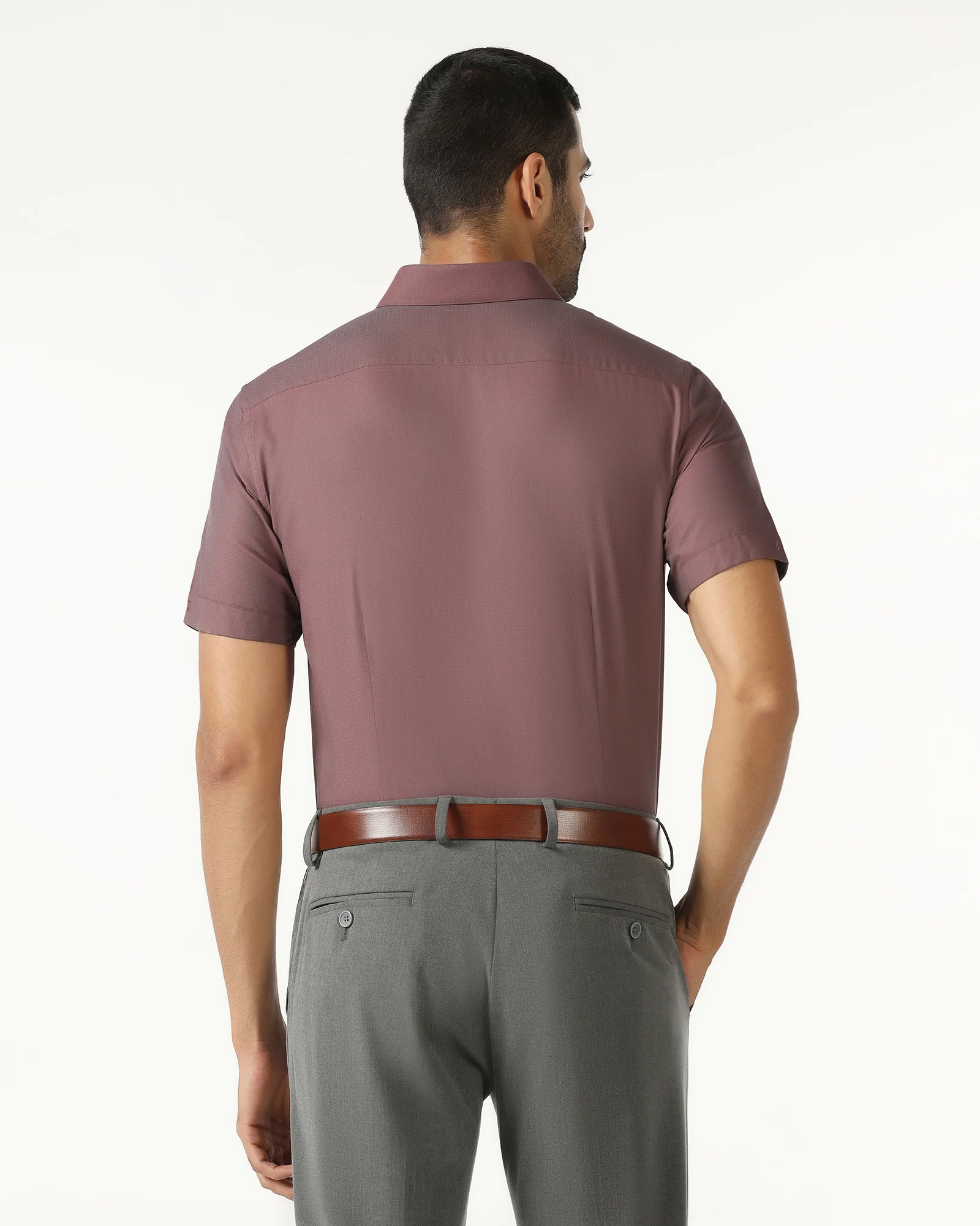 Red Half Sleeve Textured Shirt - Zander - Image 2