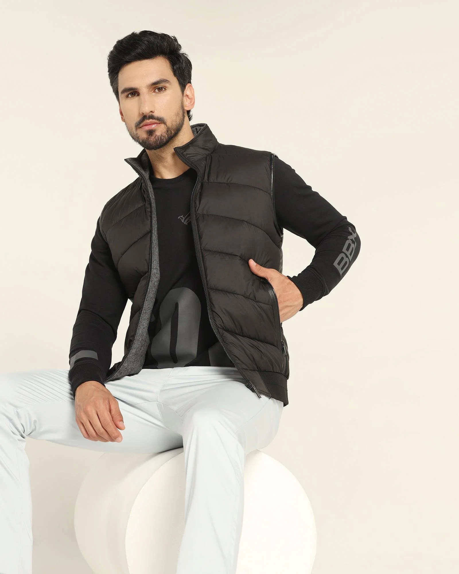 Reversible Black Solid Zipper Jacket - Cabe - Image 6