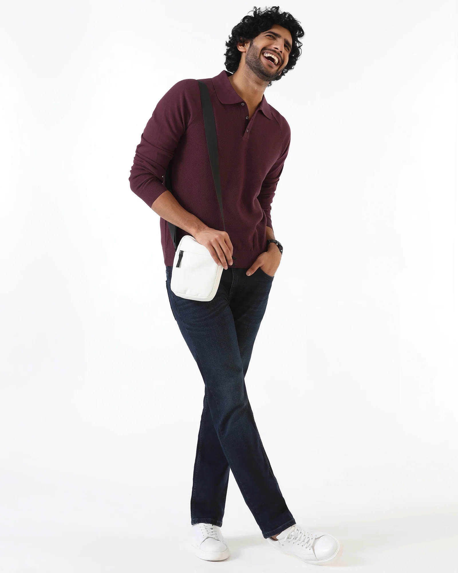 Rust Polo Neck Textured Sweater - Joshua - Image 6