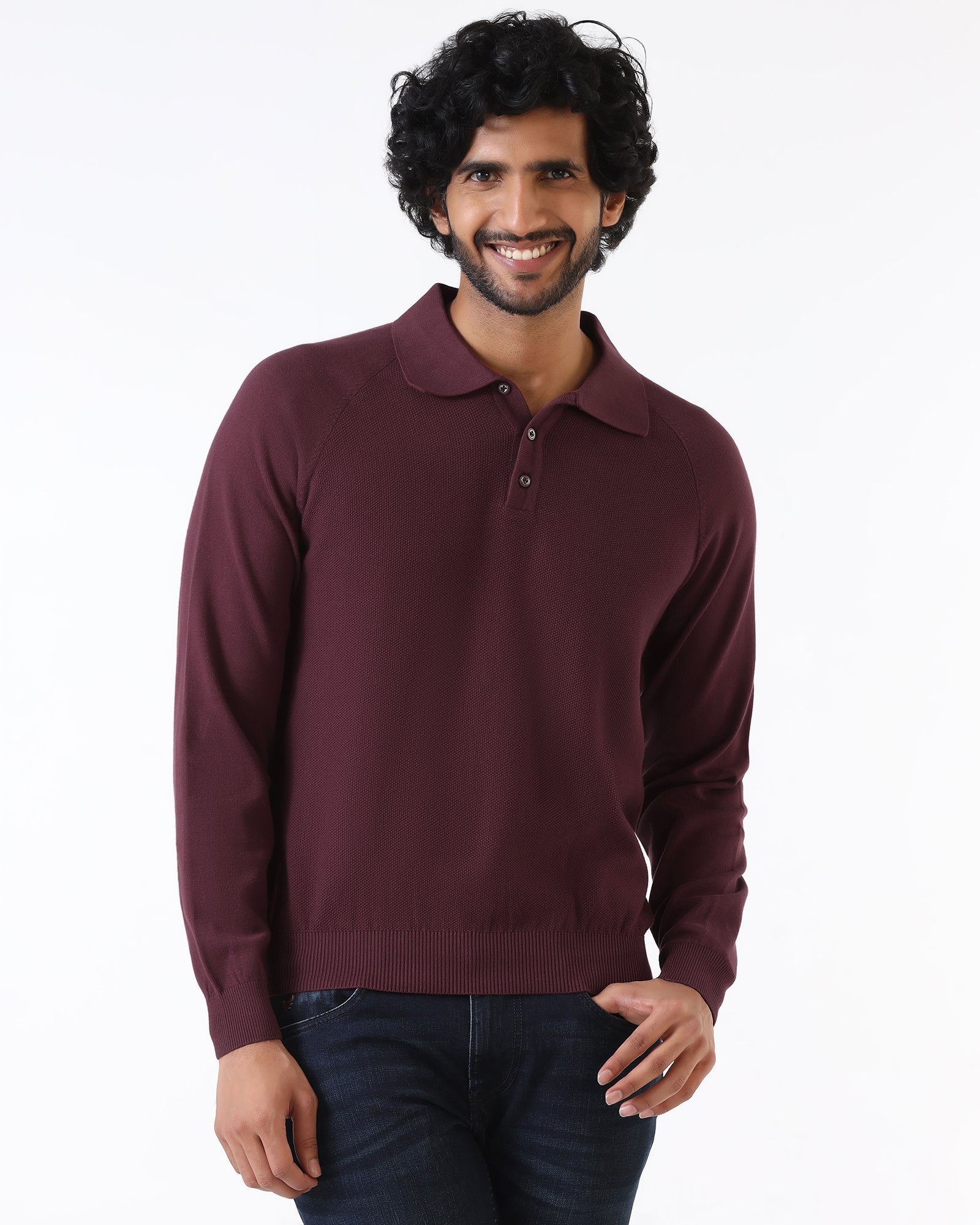 Rust Polo Neck Textured Sweater - Joshua - Image 7