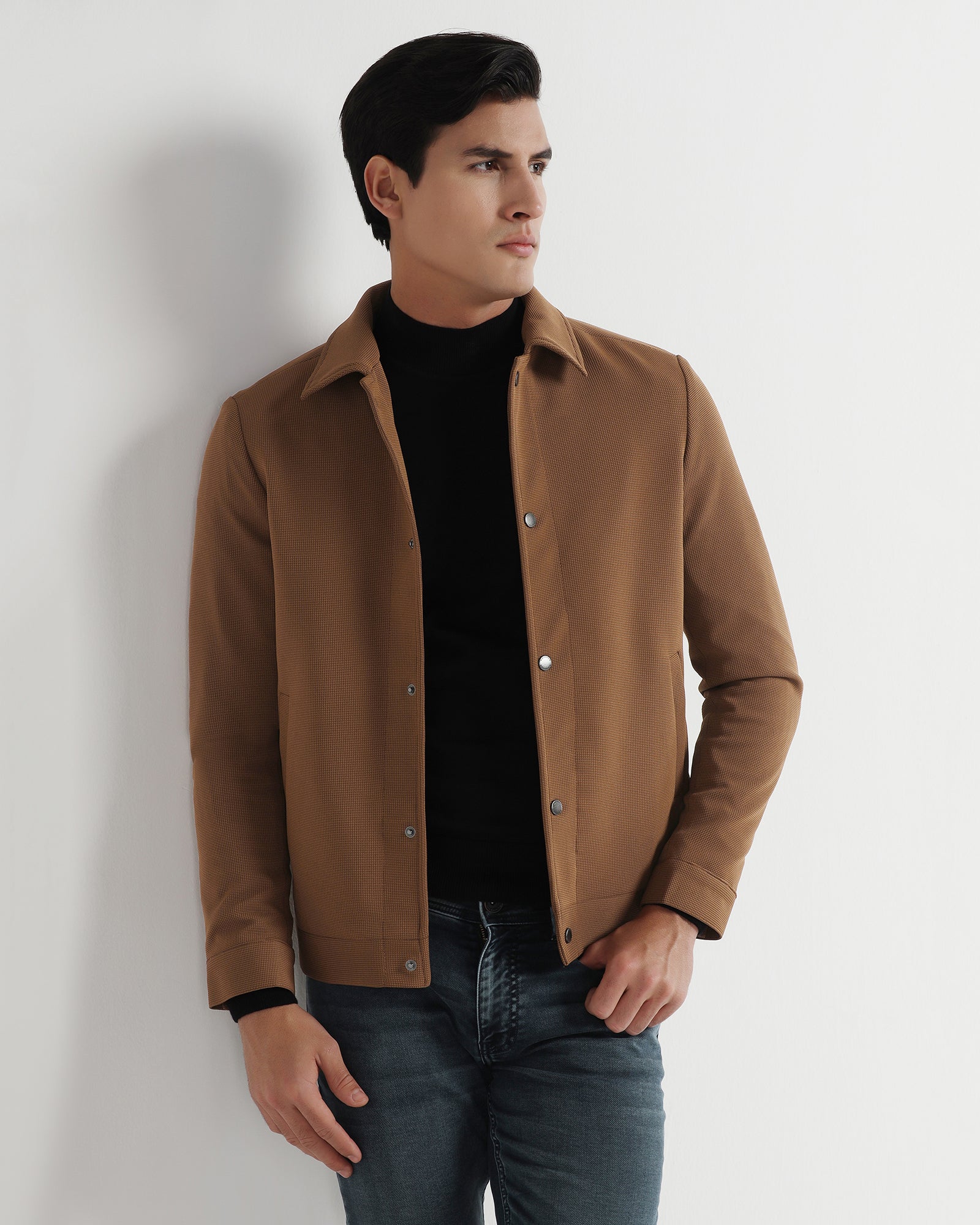 Rust Textured Zipper Jacket - Joan - Image 5