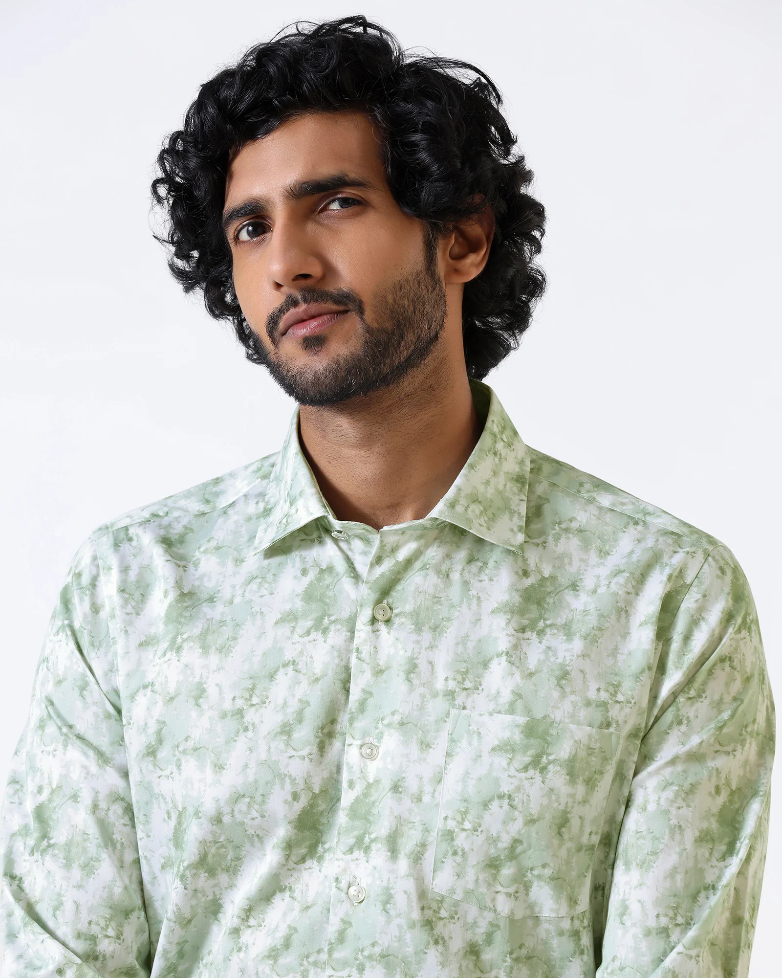 Sage Green Printed Shirt - Piano - Image 4