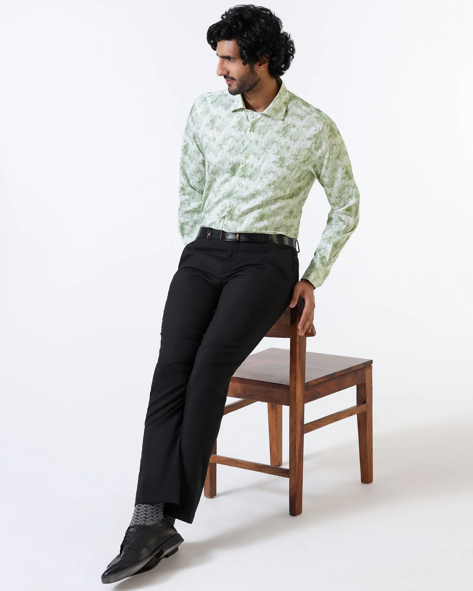 Sage Green Printed Shirt - Piano - Image 6