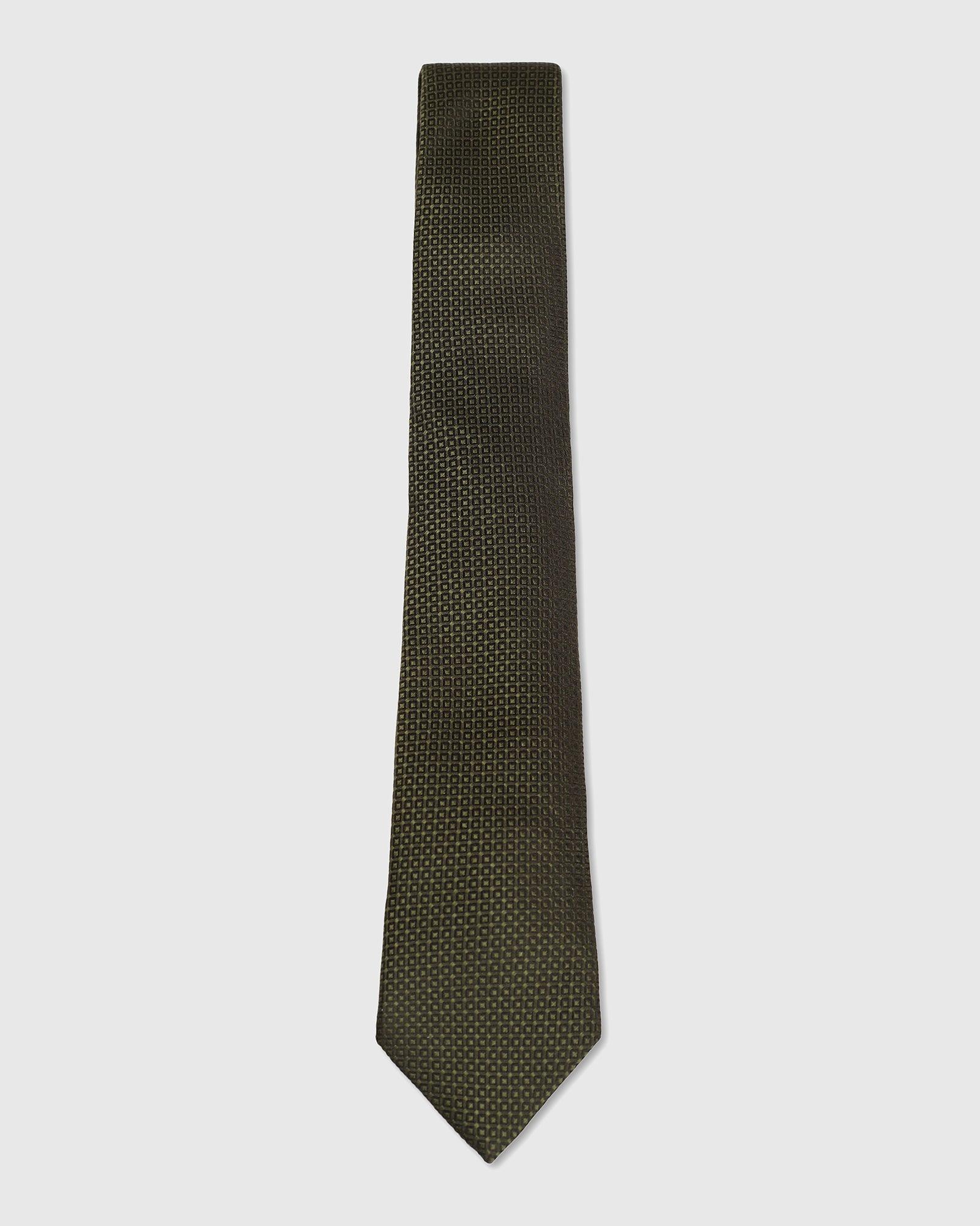 Silk Dark Olive Jacquard Tie - Uakari - Image 4
