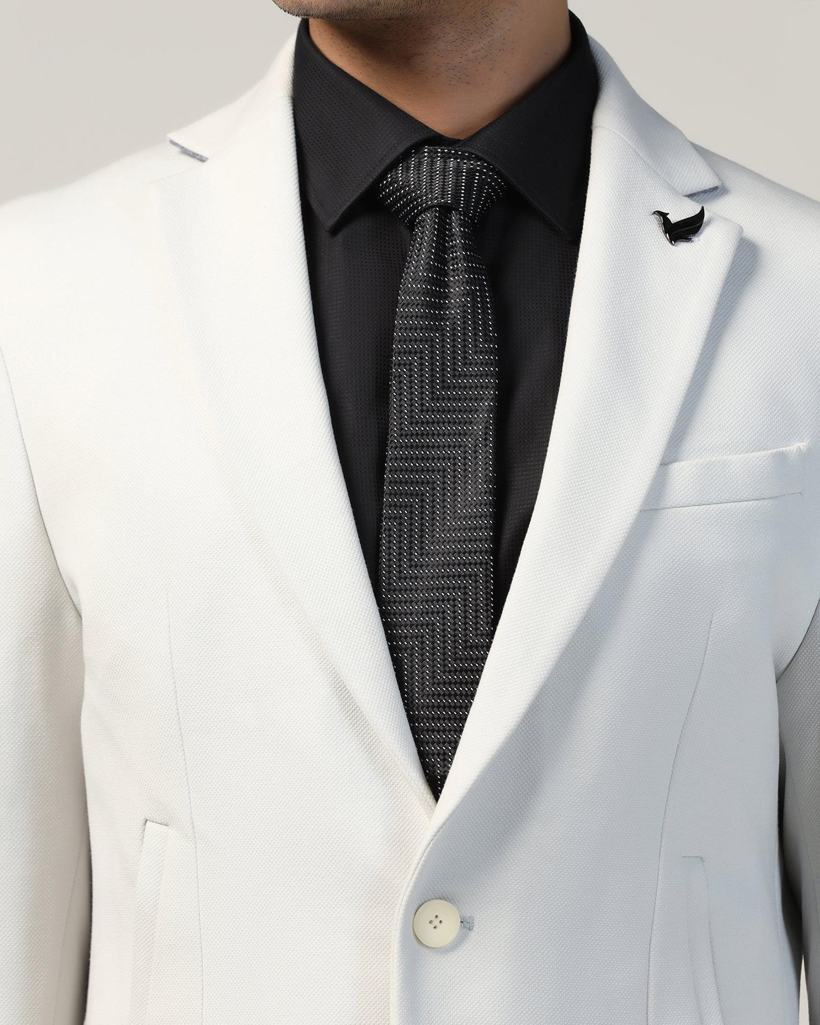 Silk Jet Black Jacquard Tie - Valdimir - Image 3