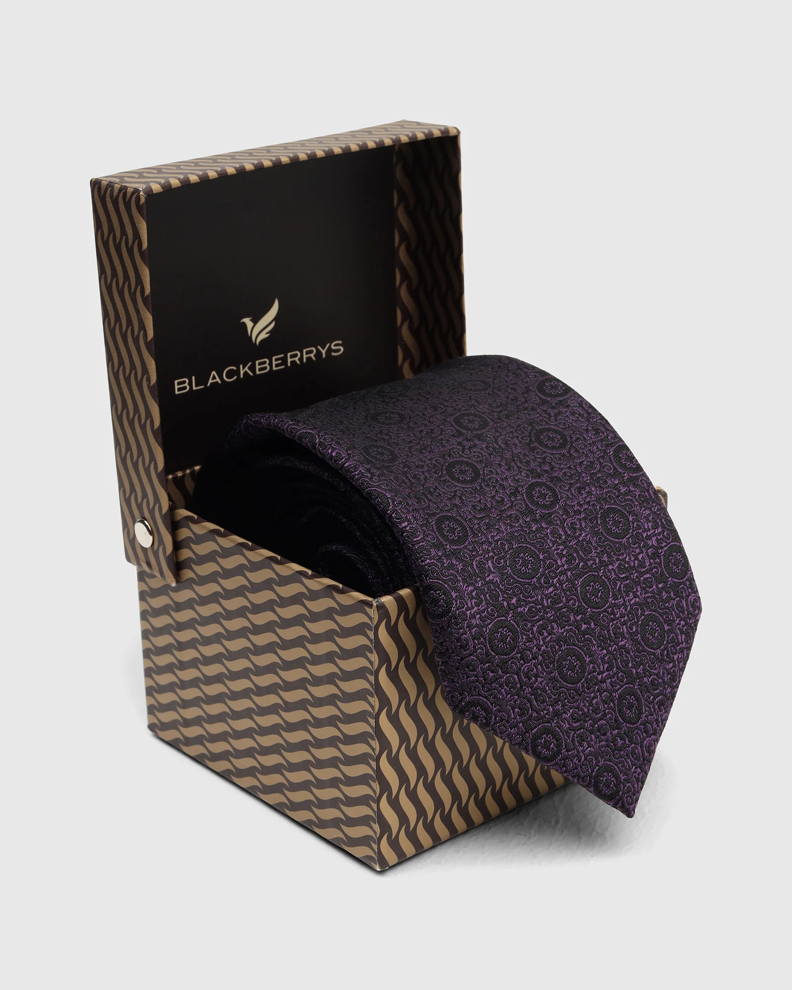 Silk Purple Jacquard Tie - Vagor - Image 5