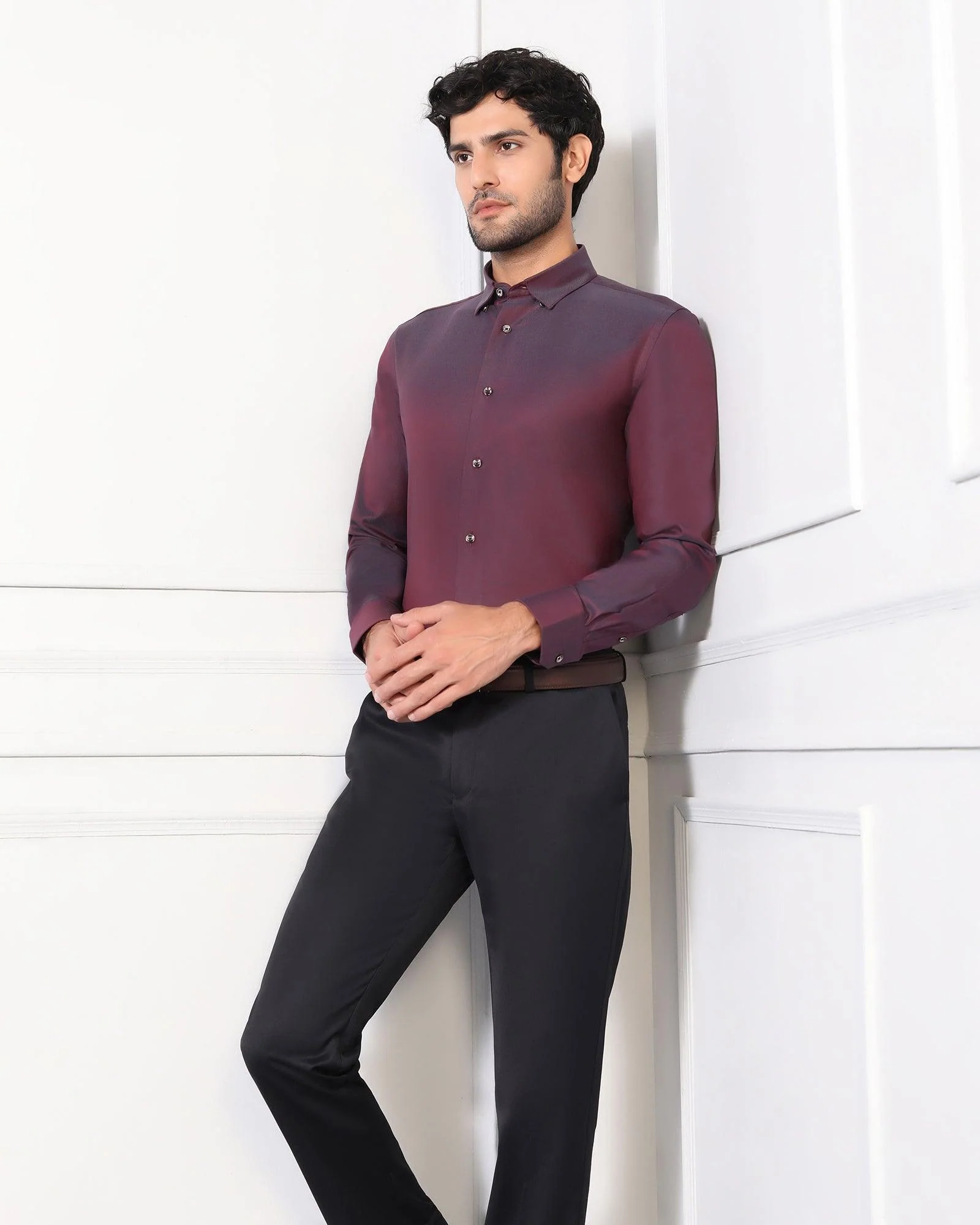 Must Haves Formal Maroon Solid Shirt - Silvio - Image 5