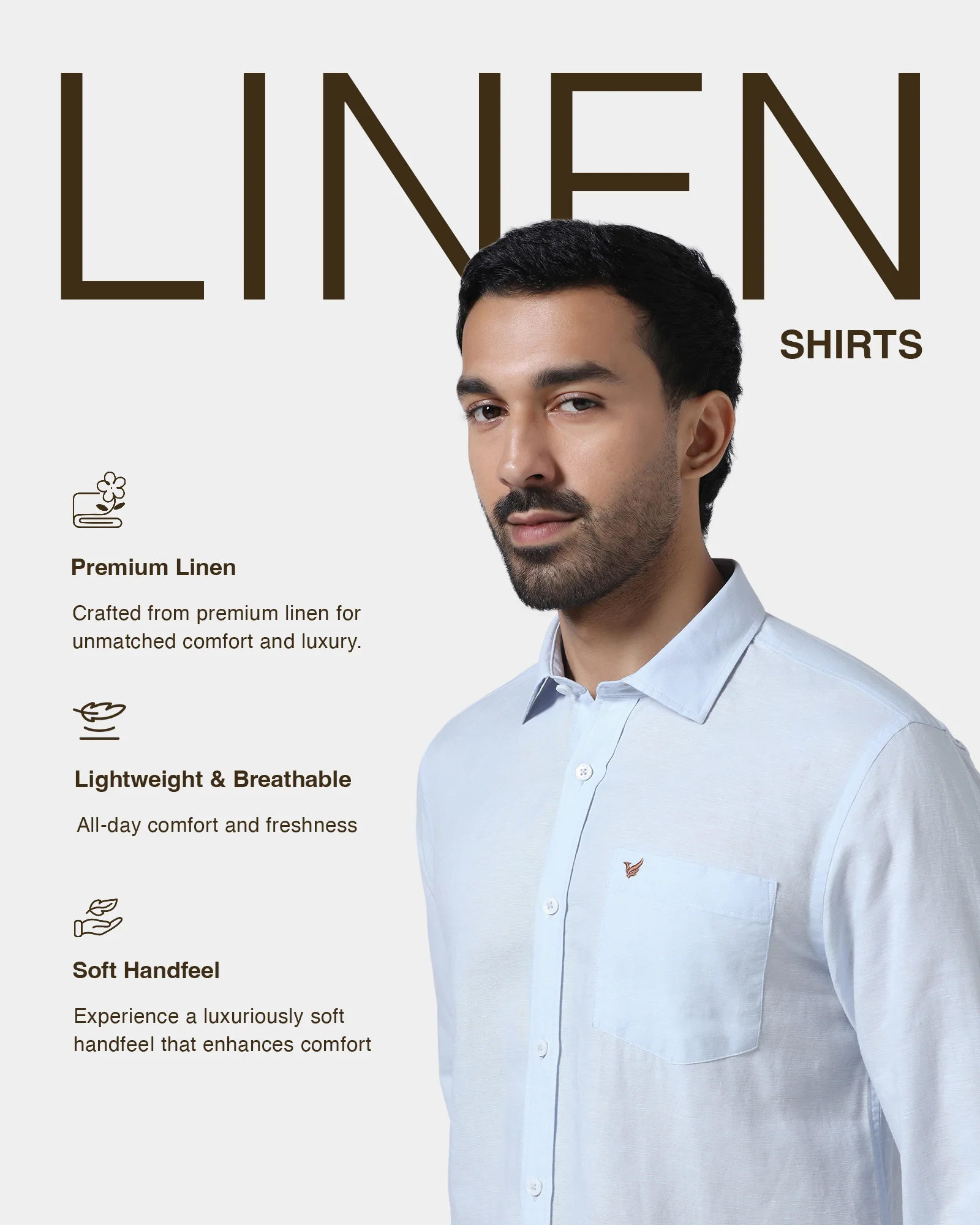 Sky Blue Linen Solid Shirt - Cleo - Image 4