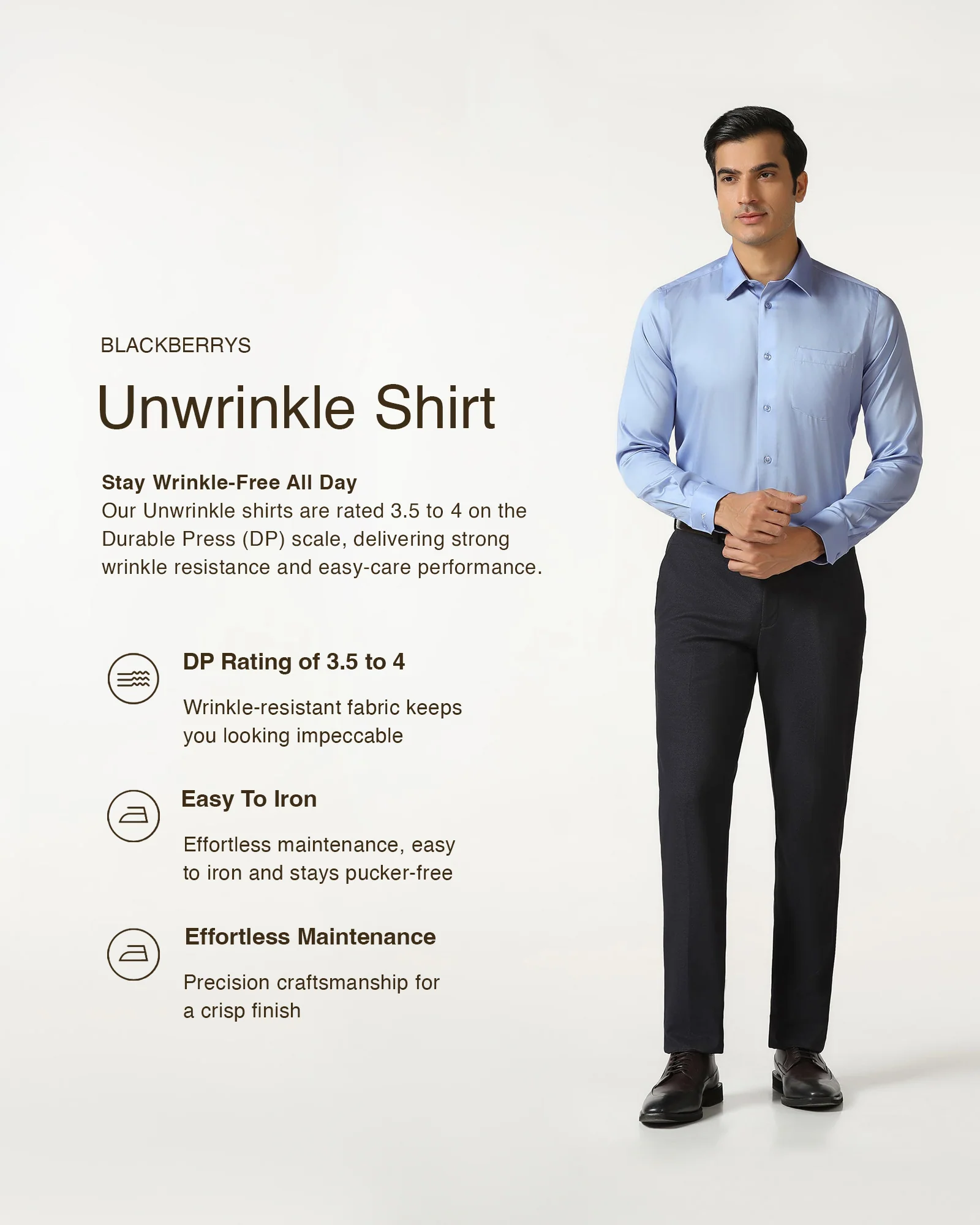 Sky Blue Non Iron Solid Shirt - Sailor - Image 3