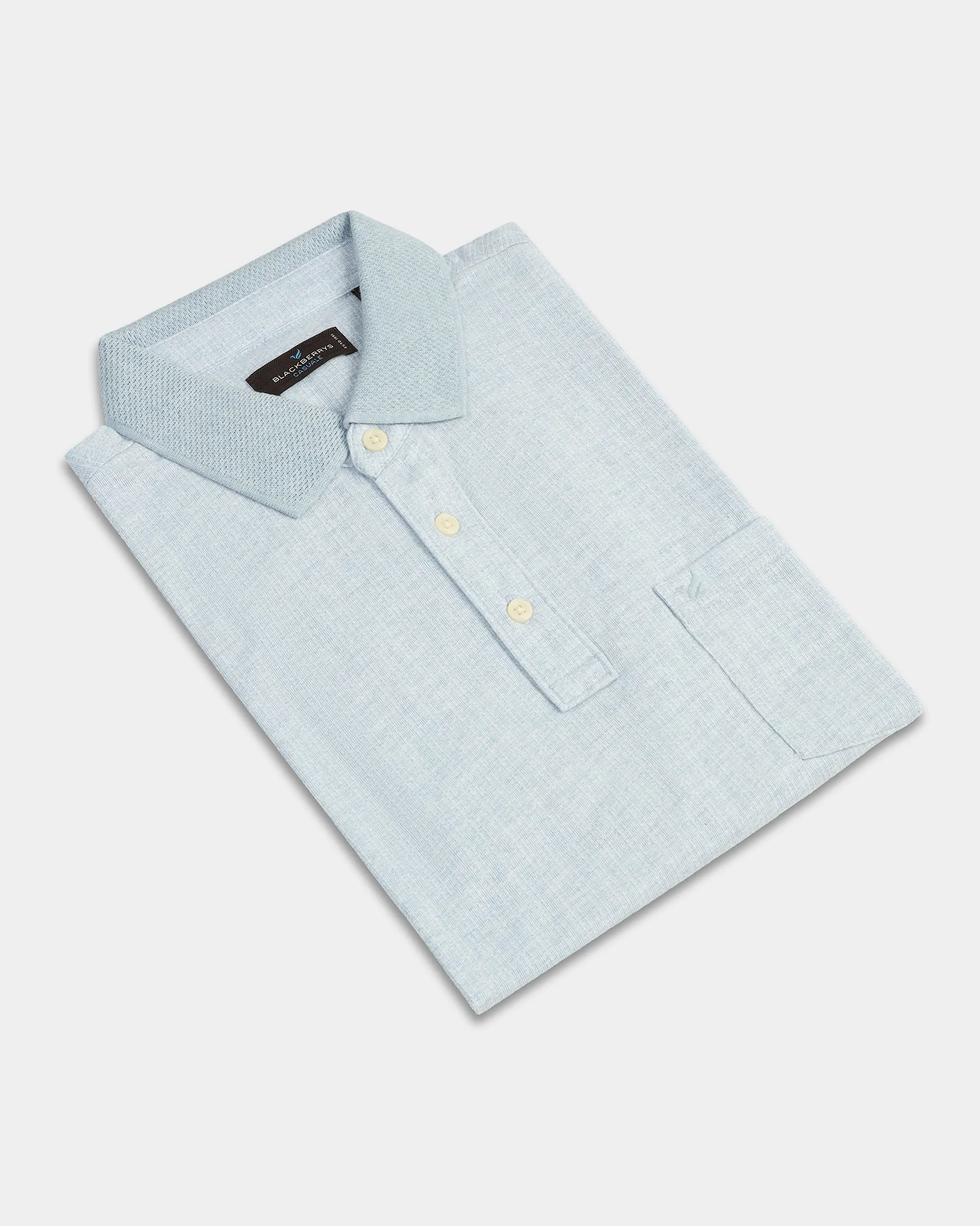 Sky Blue Textured Polo - Shepred - Image 5