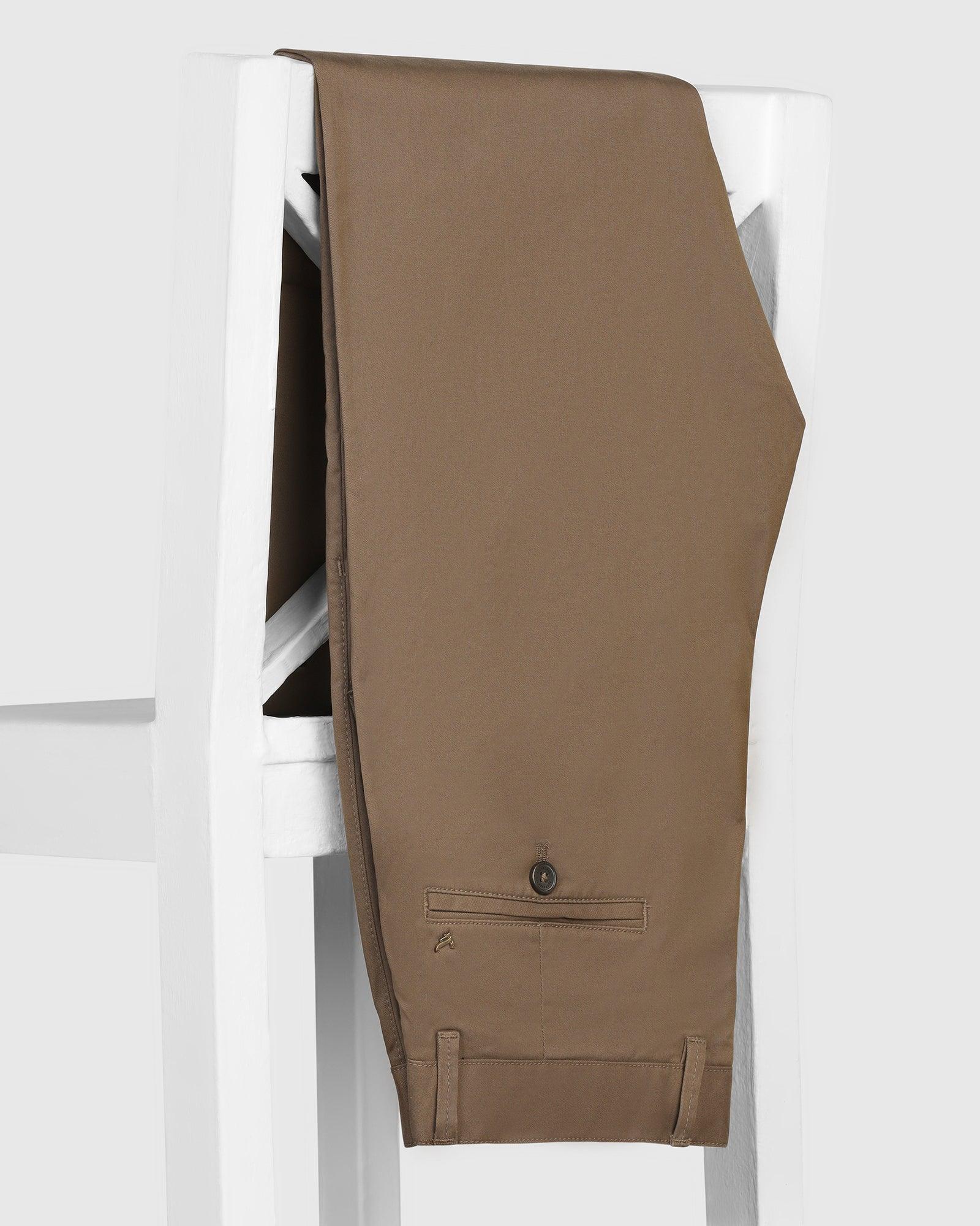 Slim Comfort B-95 Casual Brown Solid Khakis - Mario - Image 5