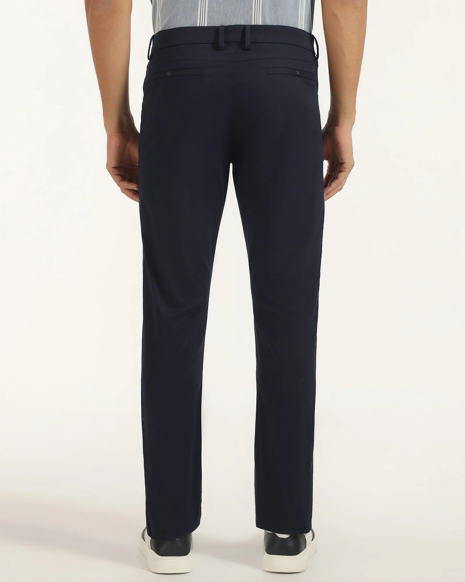 Slim Comfort B-95 Casual Navy Solid Khakis - Fred - Image 2