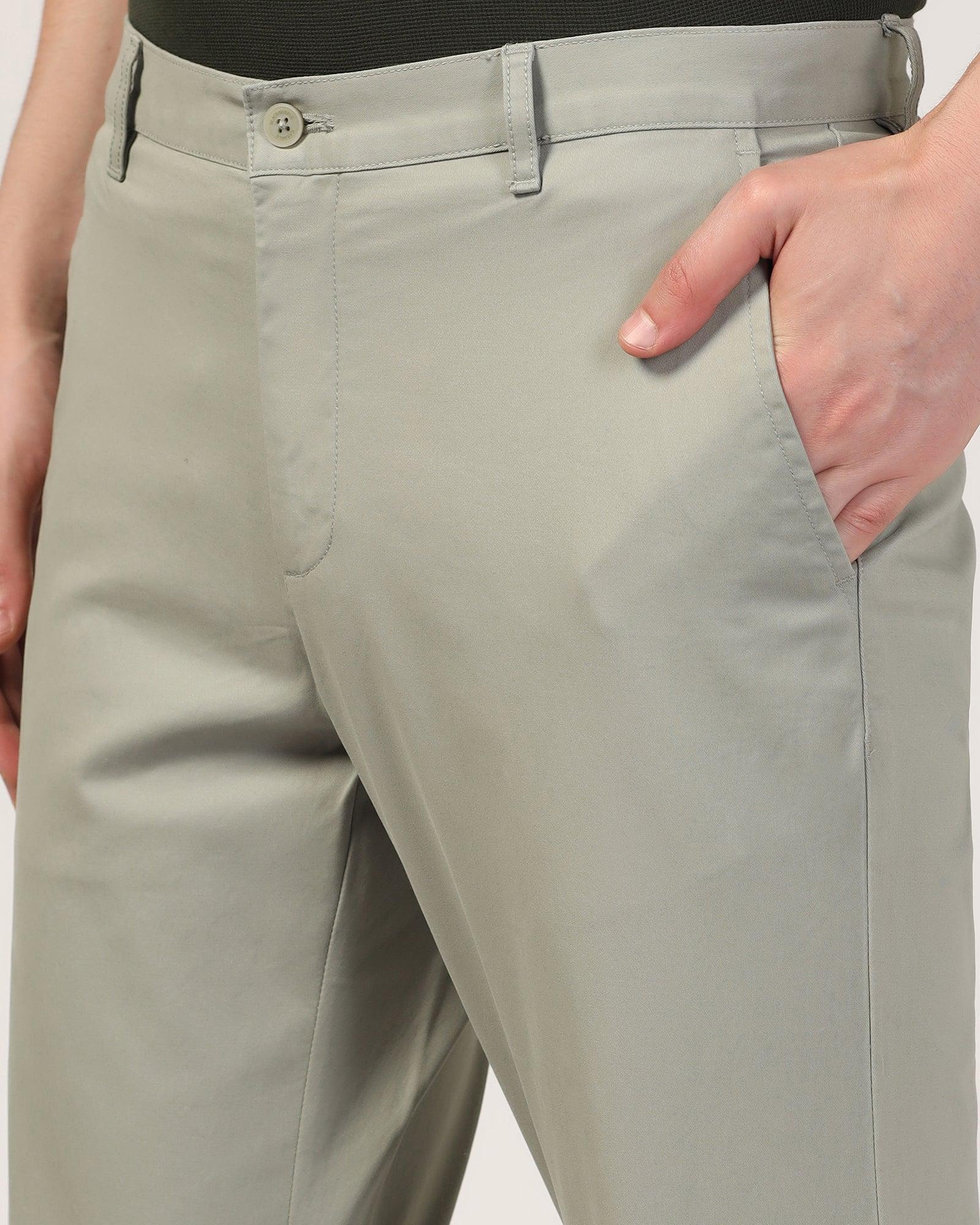 Slim Comfort B-95 Casual Pistachio Solid Khakis - Lab - Image 4