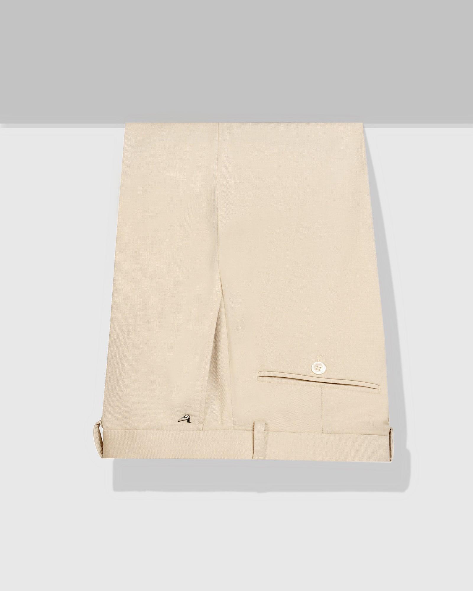 Slim Comfort B-95 Formal Beige Solid Trouser - Himalayan - Image 5