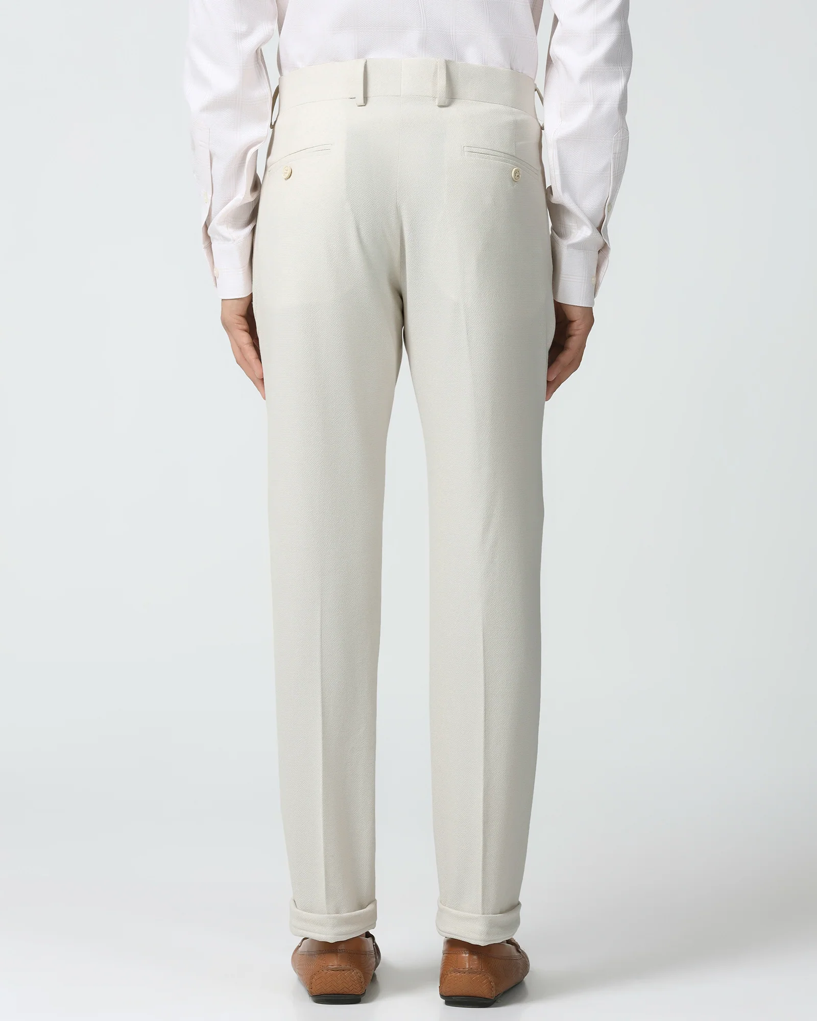 Slim Comfort B-95 Formal Beige Textured Trouser - Veneta - Image 2