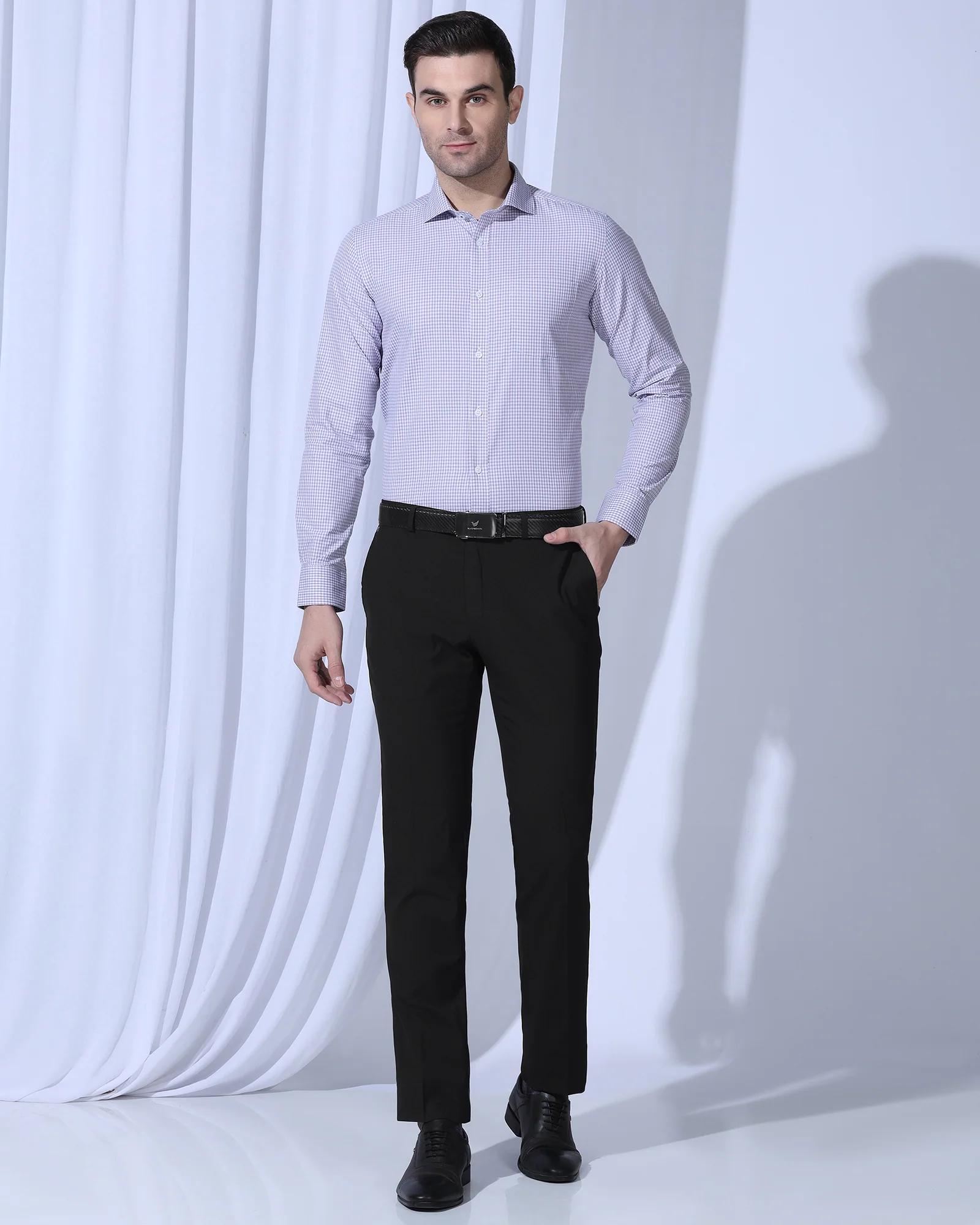 Slim Comfort B-95 Formal Black Solid Trouser - Dough