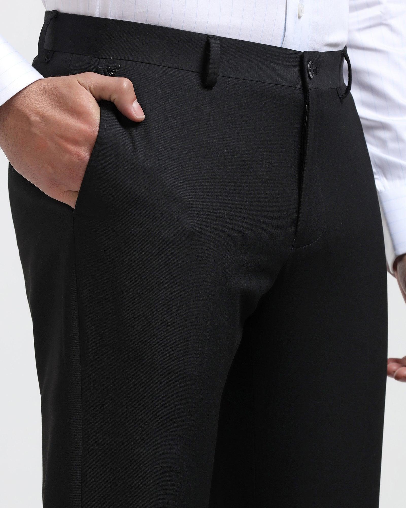 Slim Comfort B-95 Formal Black Solid Trouser - Himalayan - Image 4