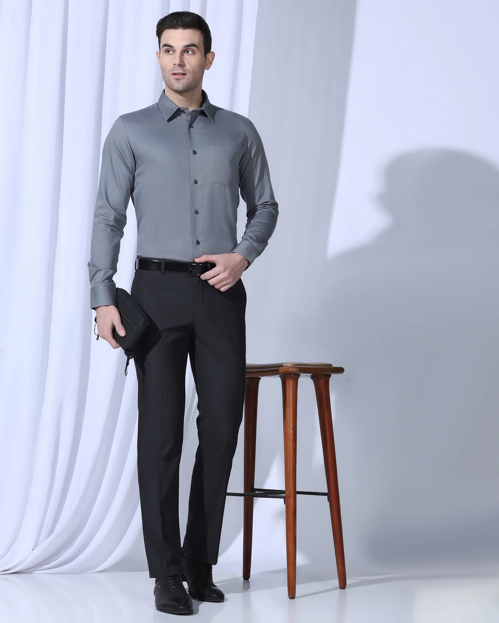 Slim Comfort B-95 Formal Black Textured Trouser - Coach - Image 7