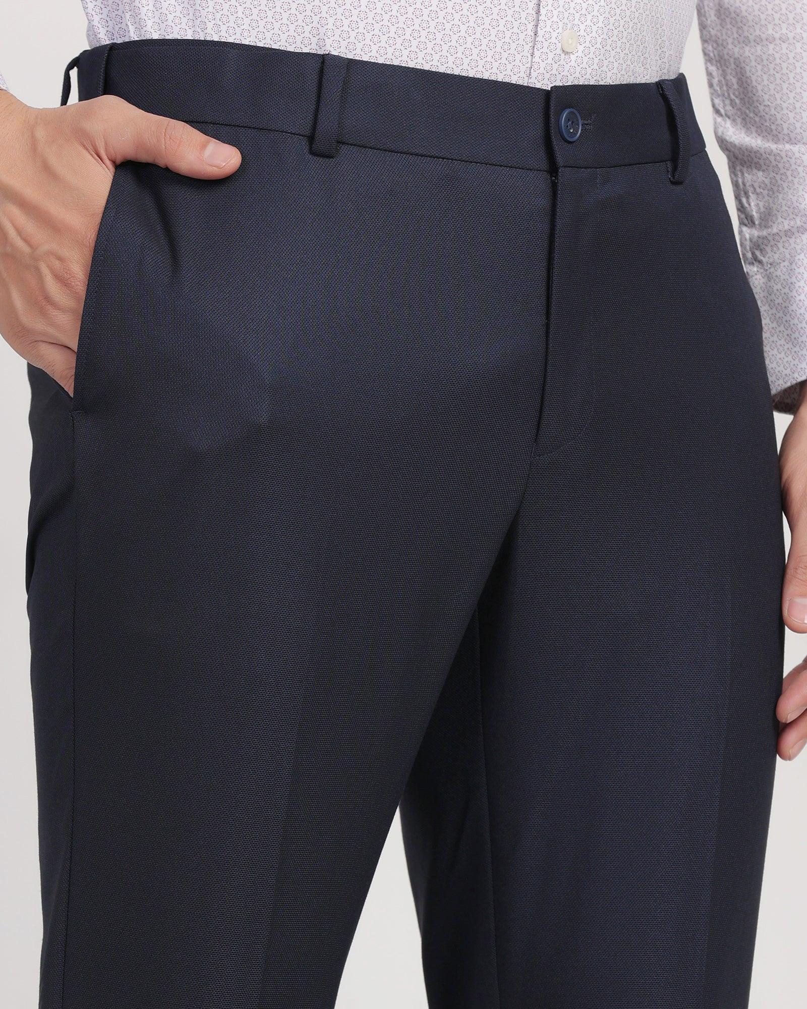 Slim Comfort B-95 Formal Blue Textured Trouser - Passion - Image 4