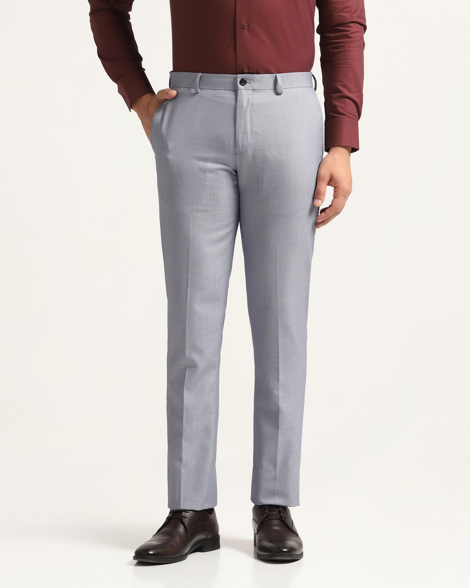 Slim Comfort B-95 Formal Blue Textured Trouser - Hoop - Image 3