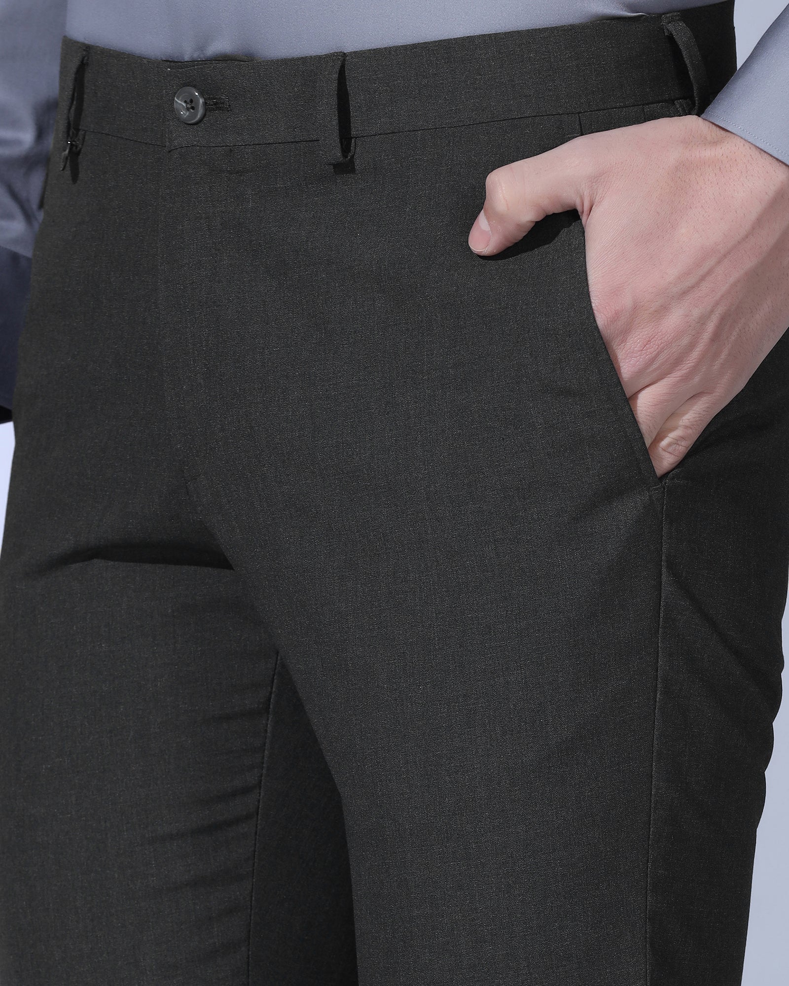 Slim Comfort B-95 Formal Grey Solid Trouser - Fed - Image 4