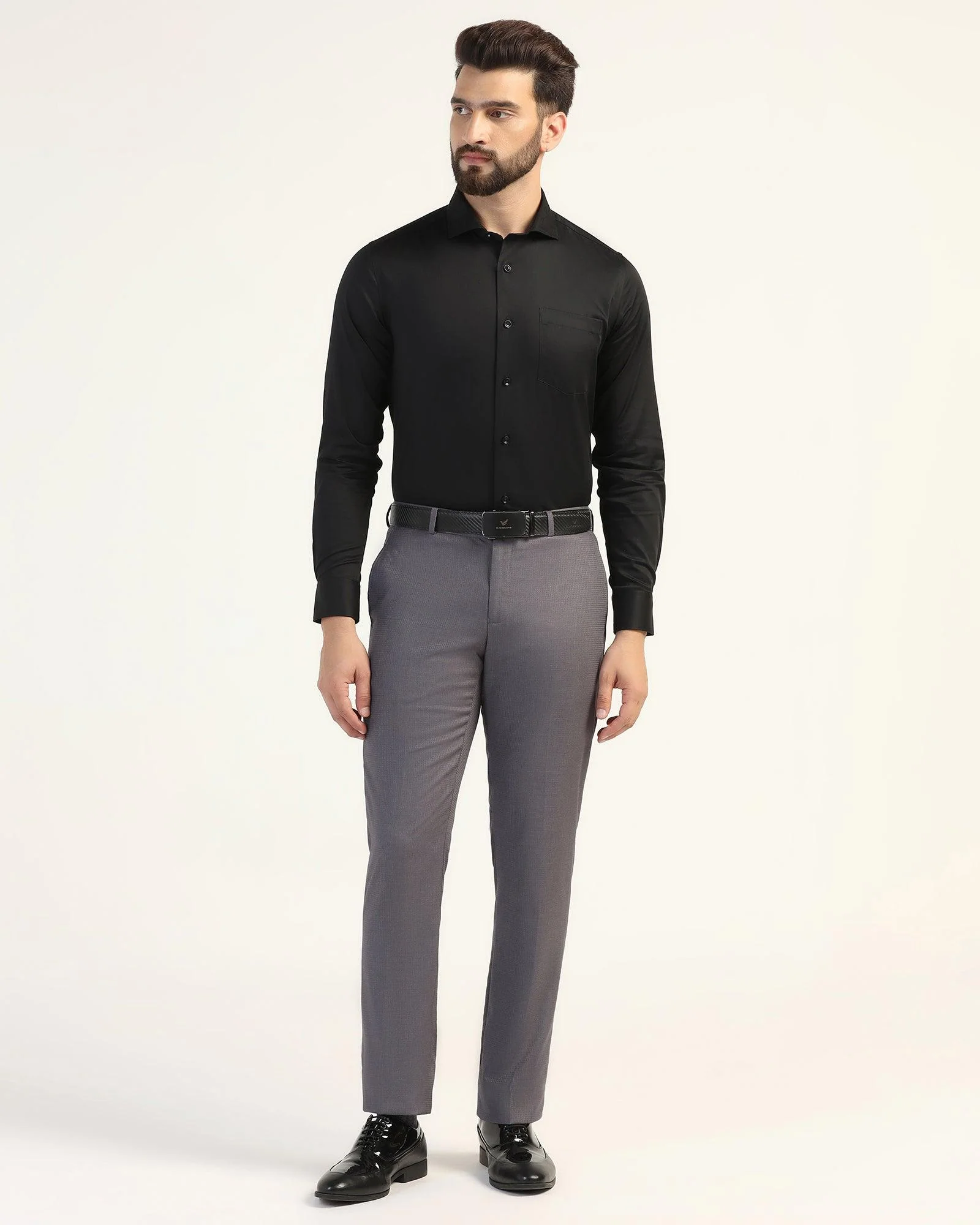 Slim Comfort B-95 Formal Grey Textured Trouser - Zeta